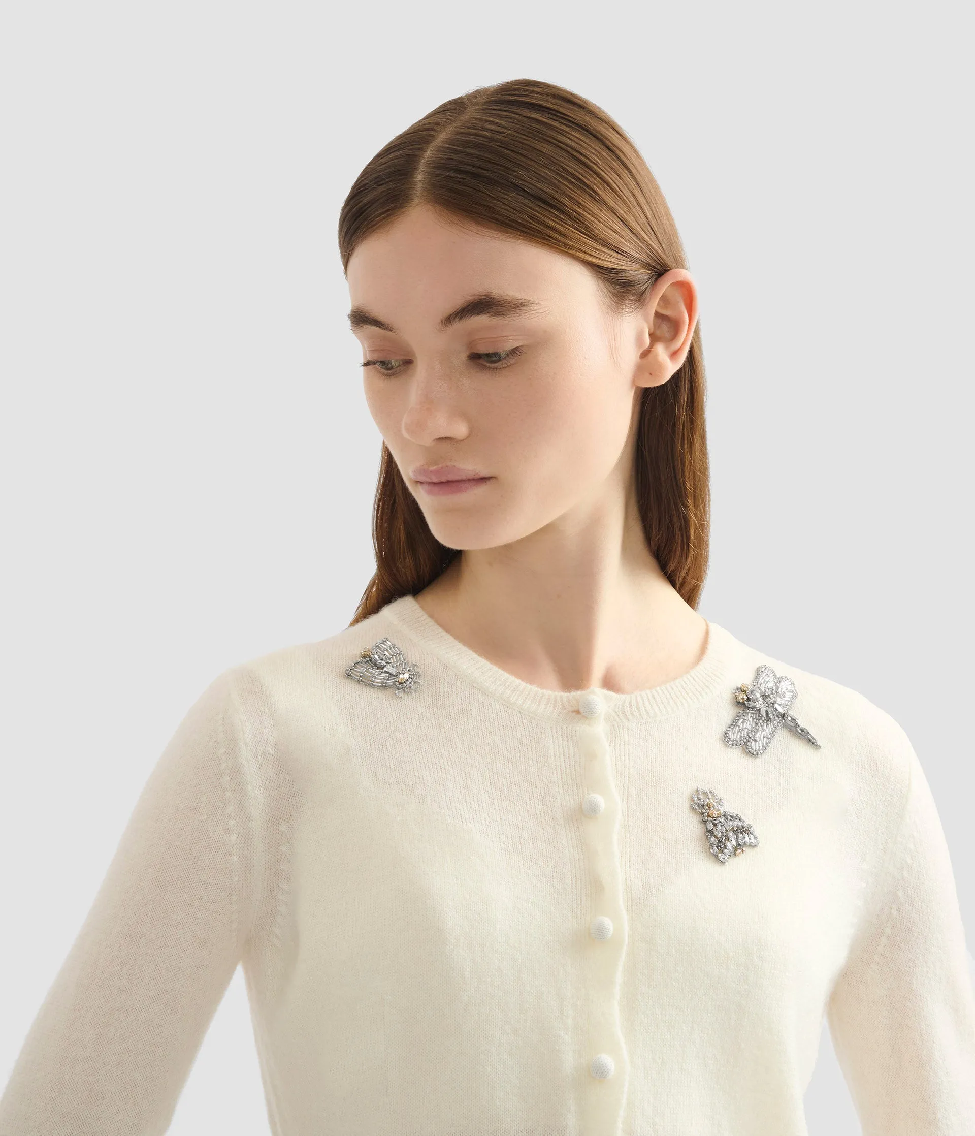 Embellished Crew Neck Cardigan sold by ERDEM product image thumbnail 4