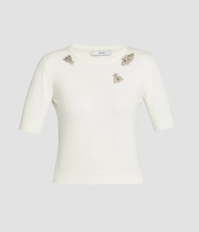 Embellished Short Sleeve Knit Top sold by ERDEM
