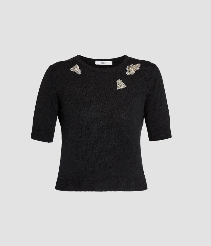 Embellished Short Sleeve Knit Top sold by ERDEM