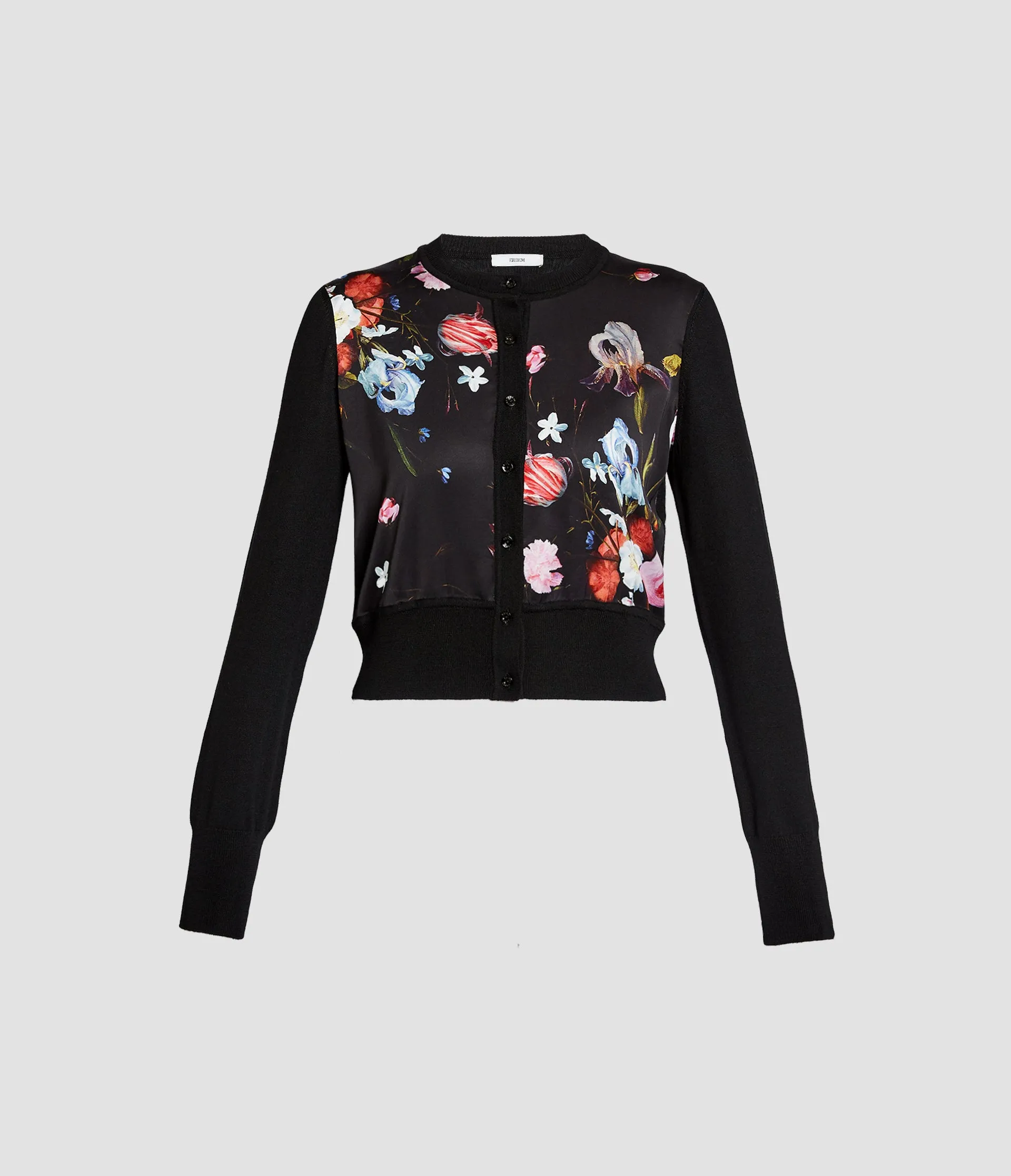 Floral Print Panel Cropped Cardigan sold by ERDEM