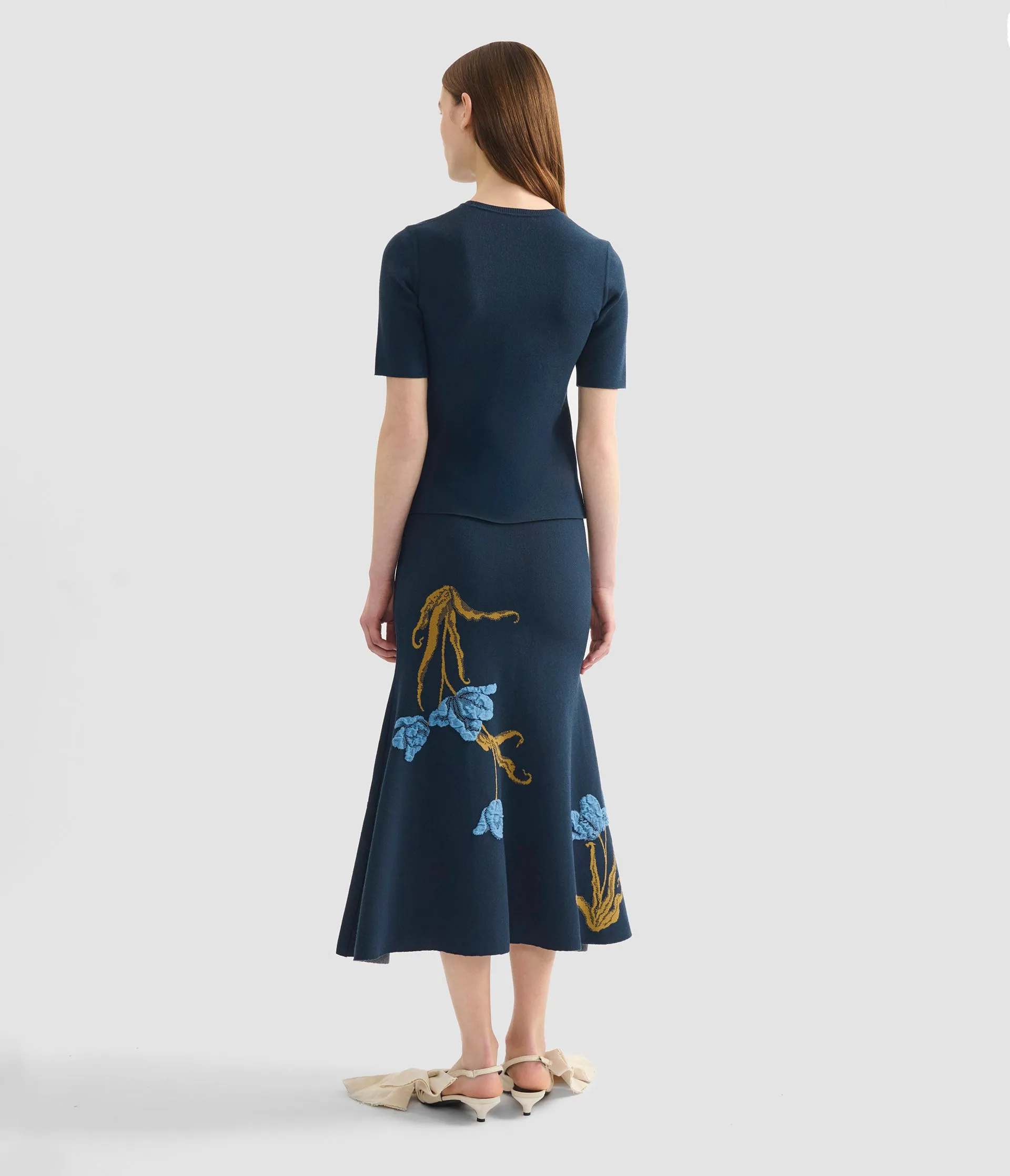 Floral Jacquard A Line Knit Skirt sold by ERDEM product image thumbnail 3