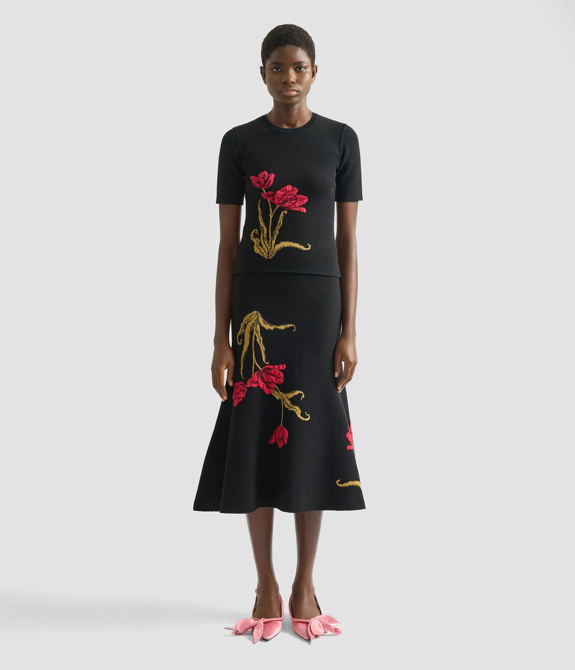 Floral Jacquard A Line Knit Skirt sold by ERDEM product image thumbnail 4
