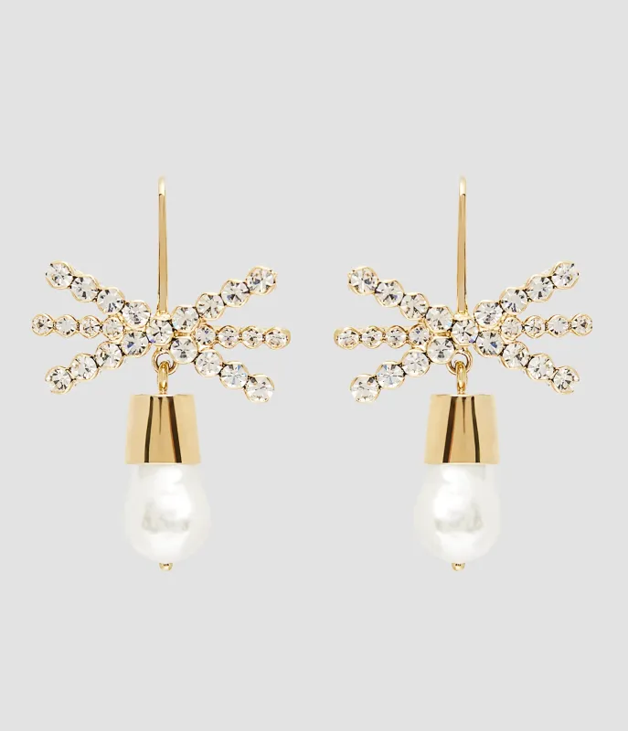 Pearl And Crystal Bow Earring sold by ERDEM