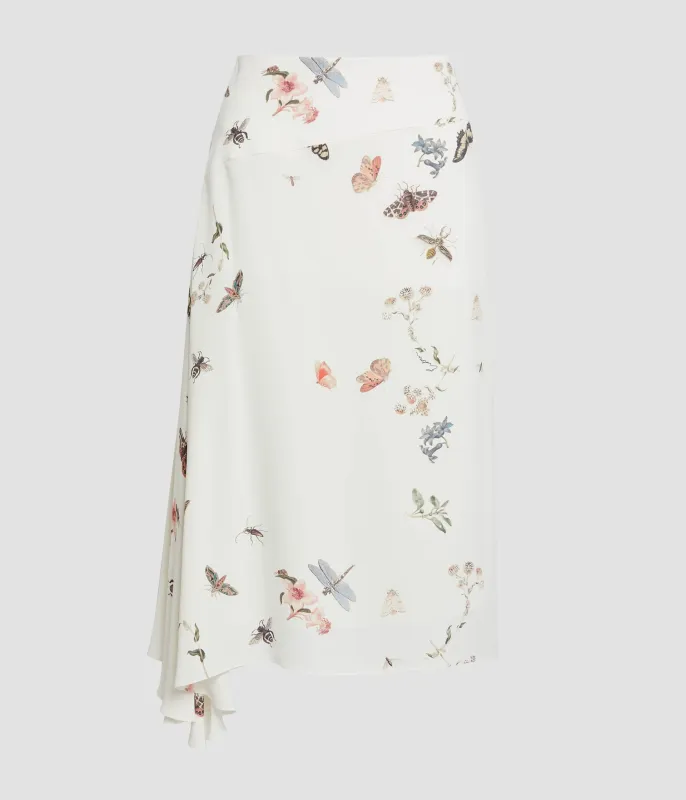 Printed Crepe Draped Midi Skirt sold by ERDEM
