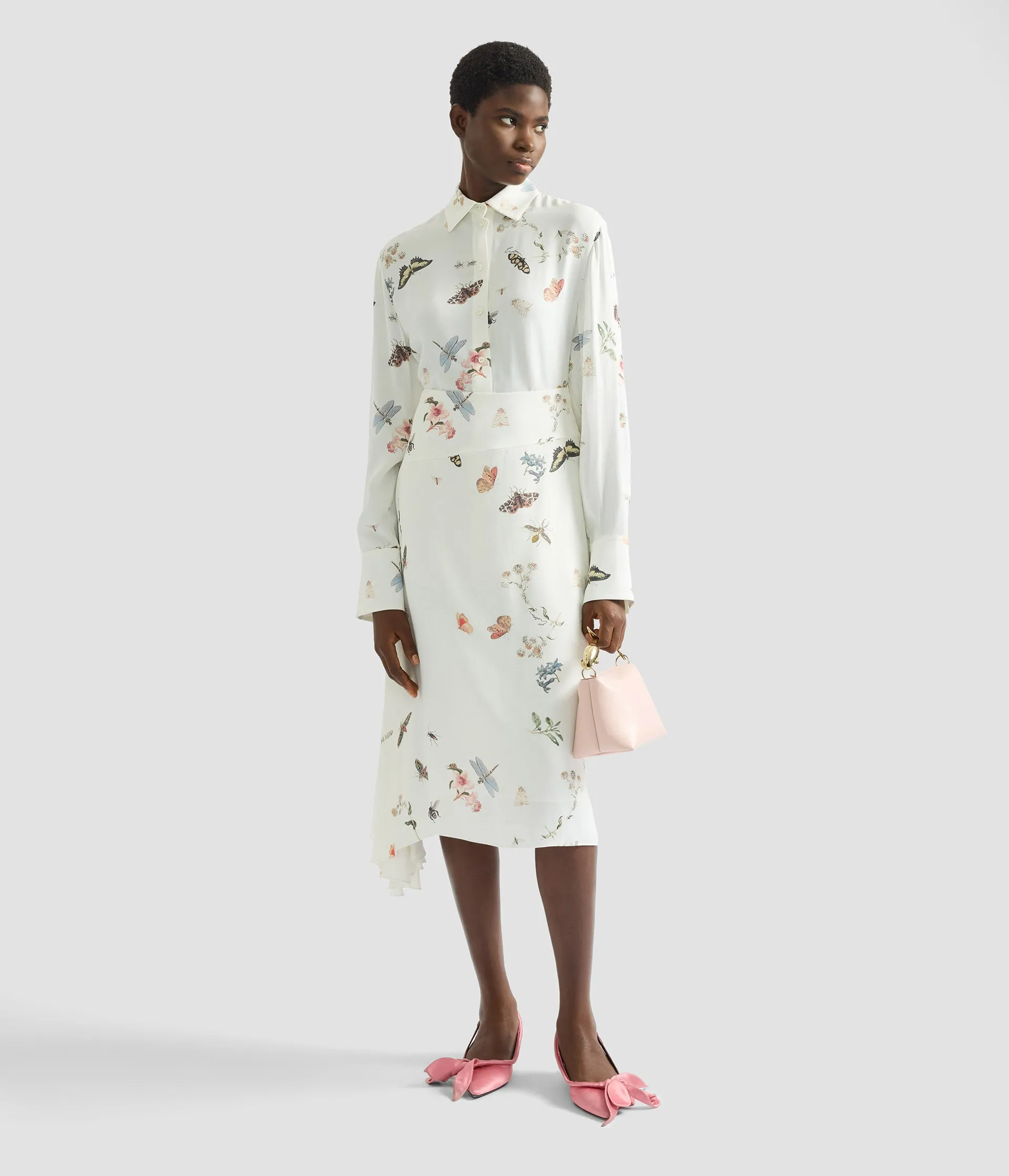 Printed Crepe Draped Midi Skirt sold by ERDEM product image thumbnail 2