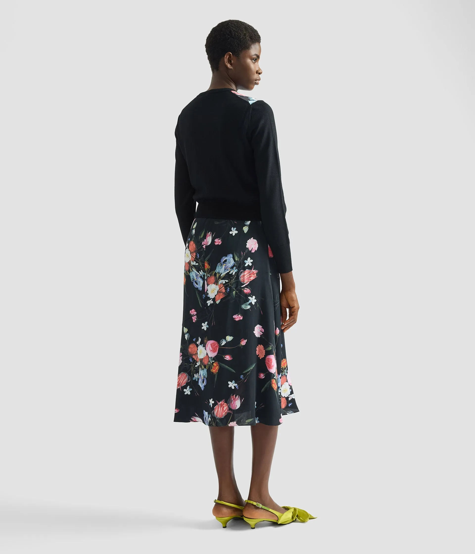 Floral Print Crepe A Line Midi Skirt sold by ERDEM product image thumbnail 3