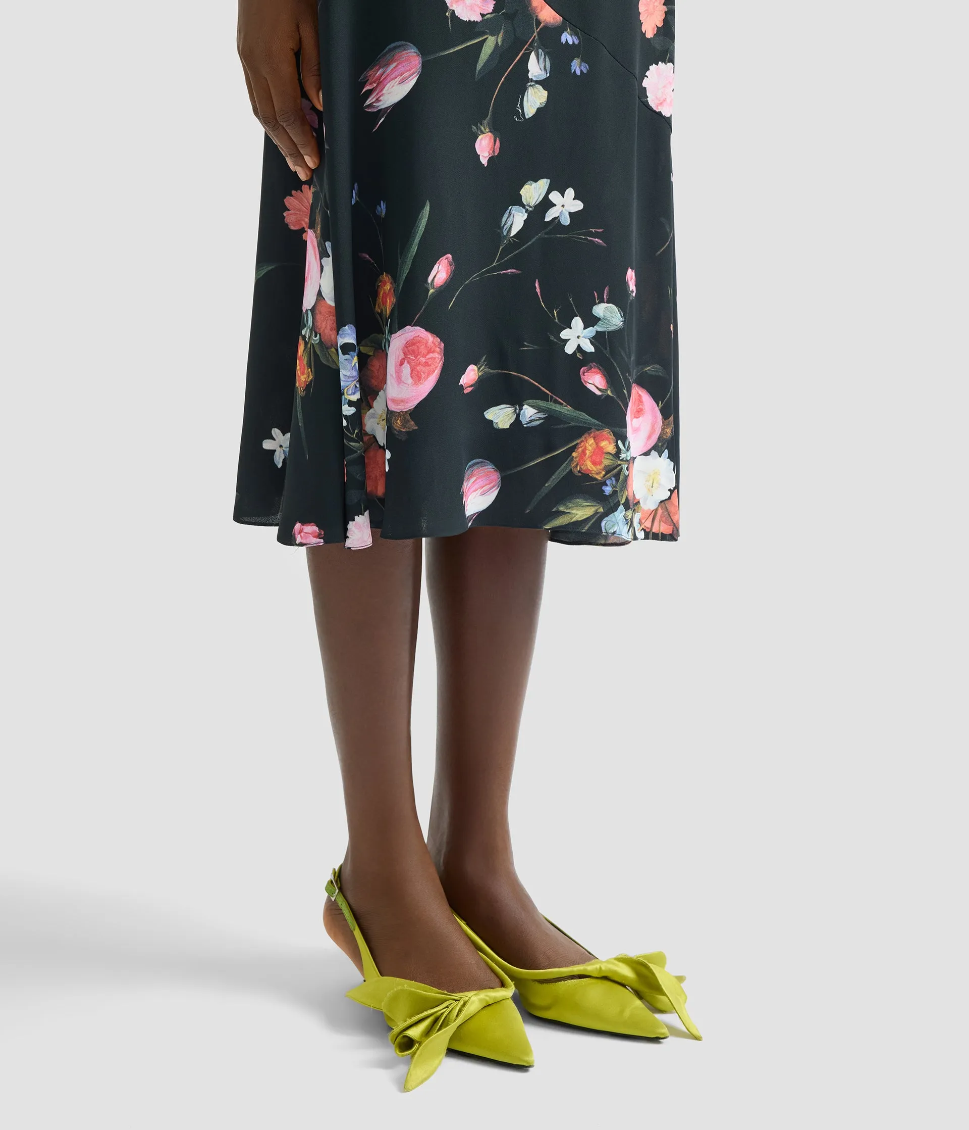 Floral Print Crepe A Line Midi Skirt sold by ERDEM product image thumbnail 4