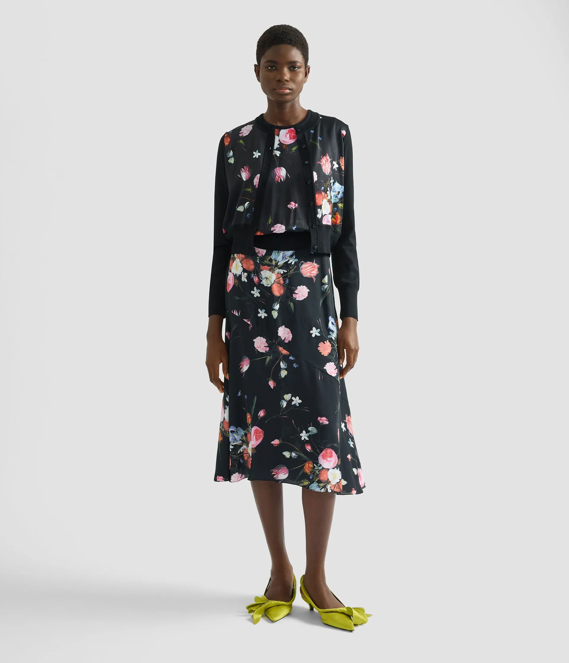 Floral Print Crepe A Line Midi Skirt sold by ERDEM product image thumbnail 2