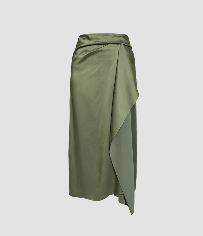 Satin Cady Draped Midi Skirt made by ERDEM