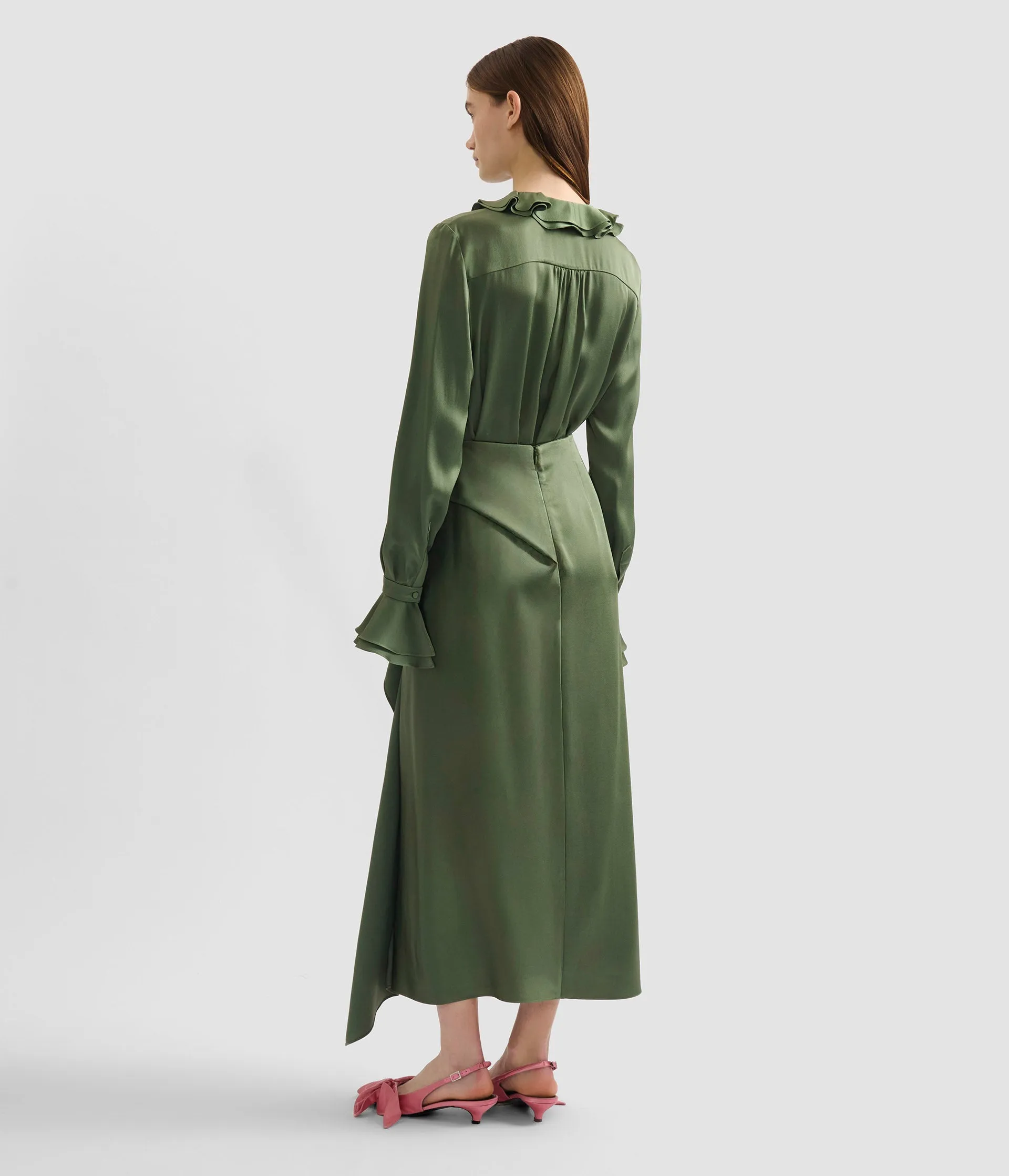 Satin Cady Draped Midi Skirt sold by ERDEM product image thumbnail 3