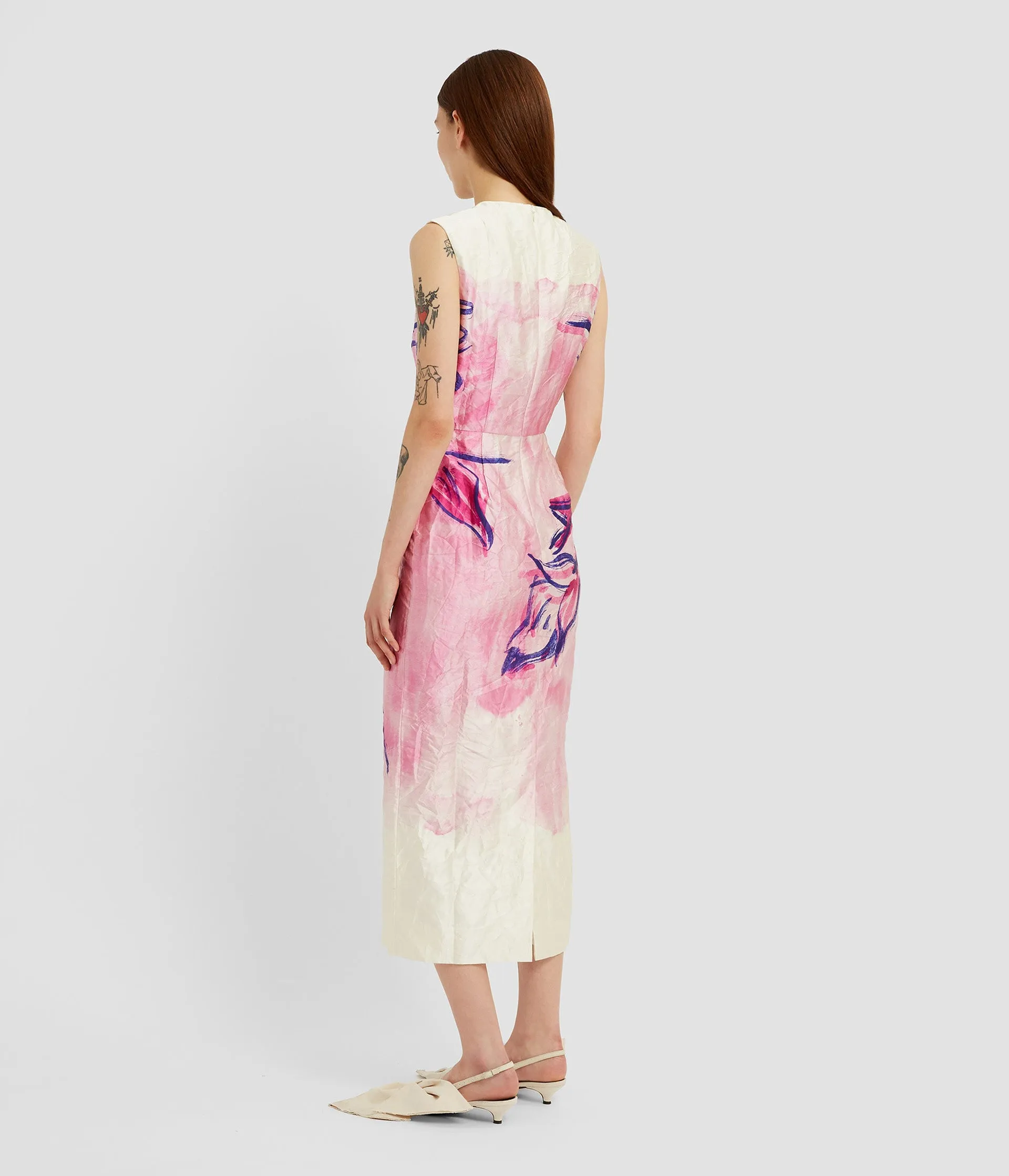 Printed Textured Satin Midi Dress sold by ERDEM product image thumbnail 3