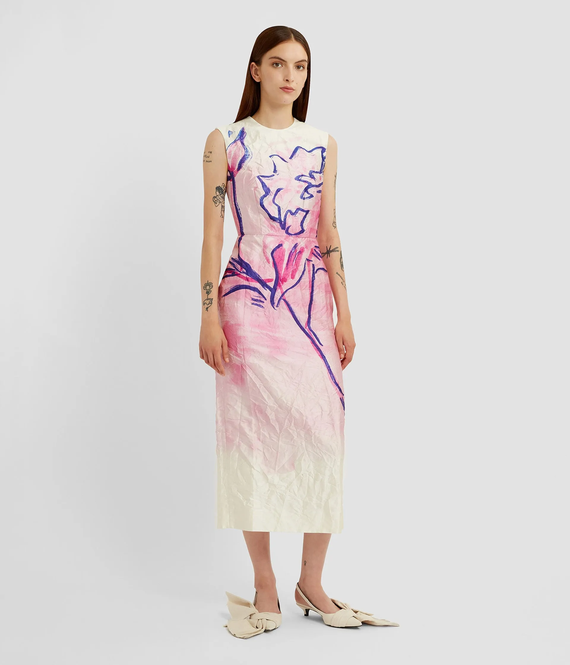 Printed Textured Satin Midi Dress sold by ERDEM product image thumbnail 2