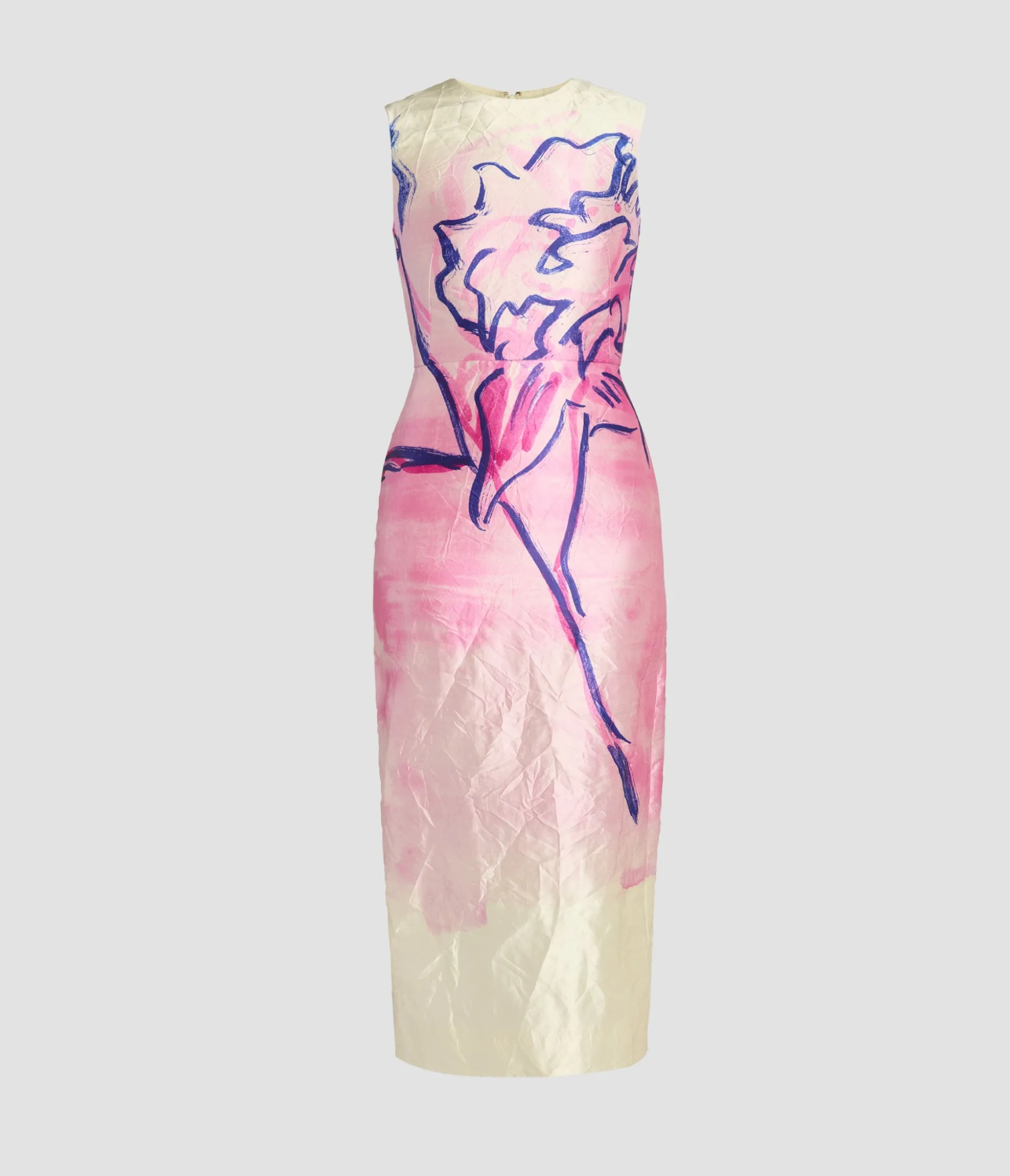 Printed Textured Satin Midi Dress sold by ERDEM