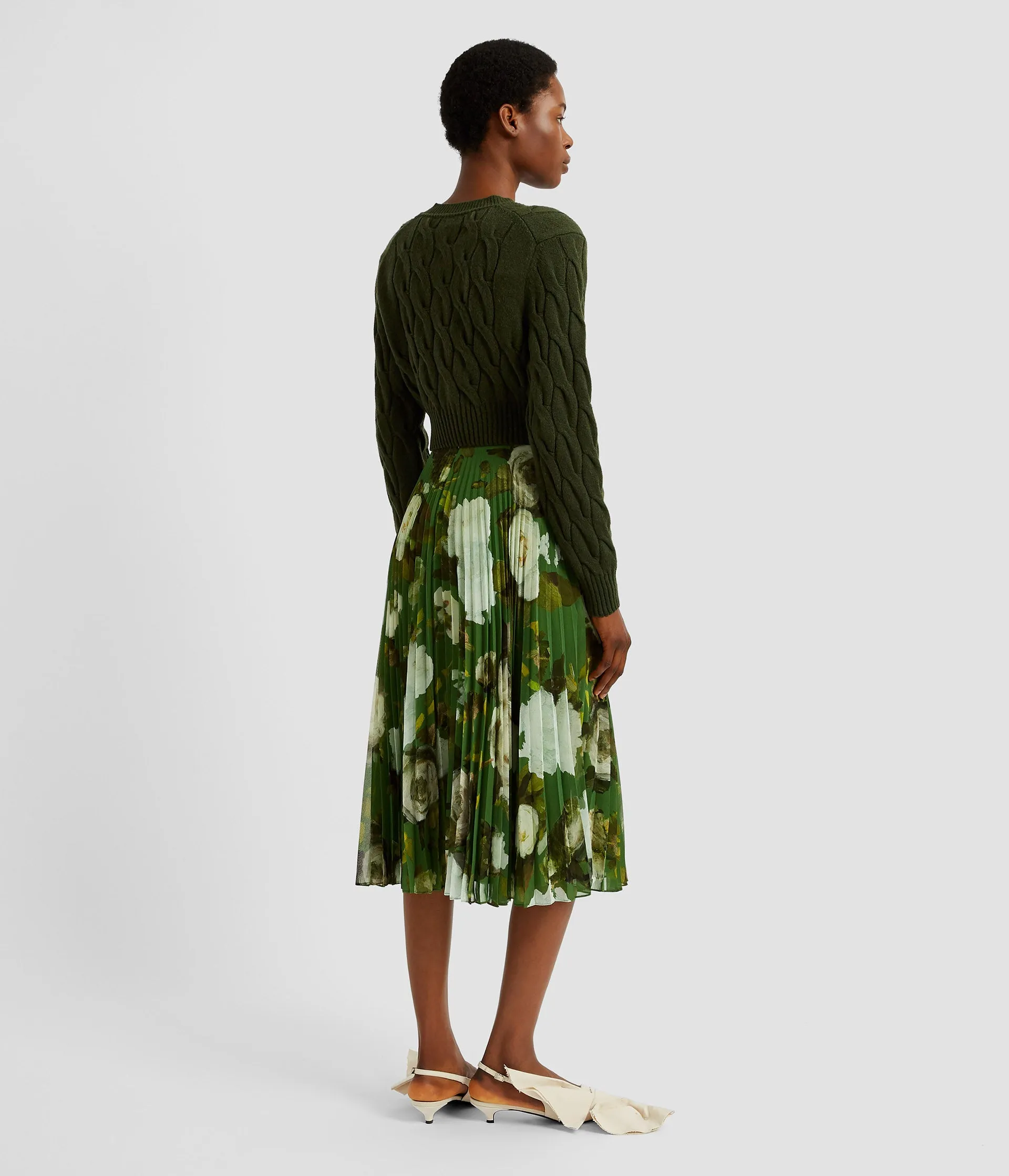 Floral Print Pleated Voile Midi Skirt sold by ERDEM product image thumbnail 3