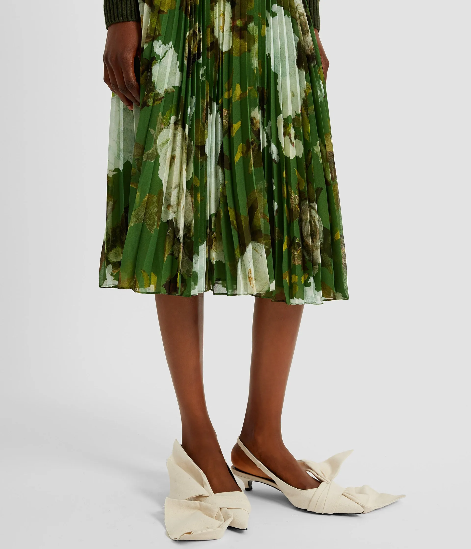 Floral Print Pleated Voile Midi Skirt sold by ERDEM product image thumbnail 4