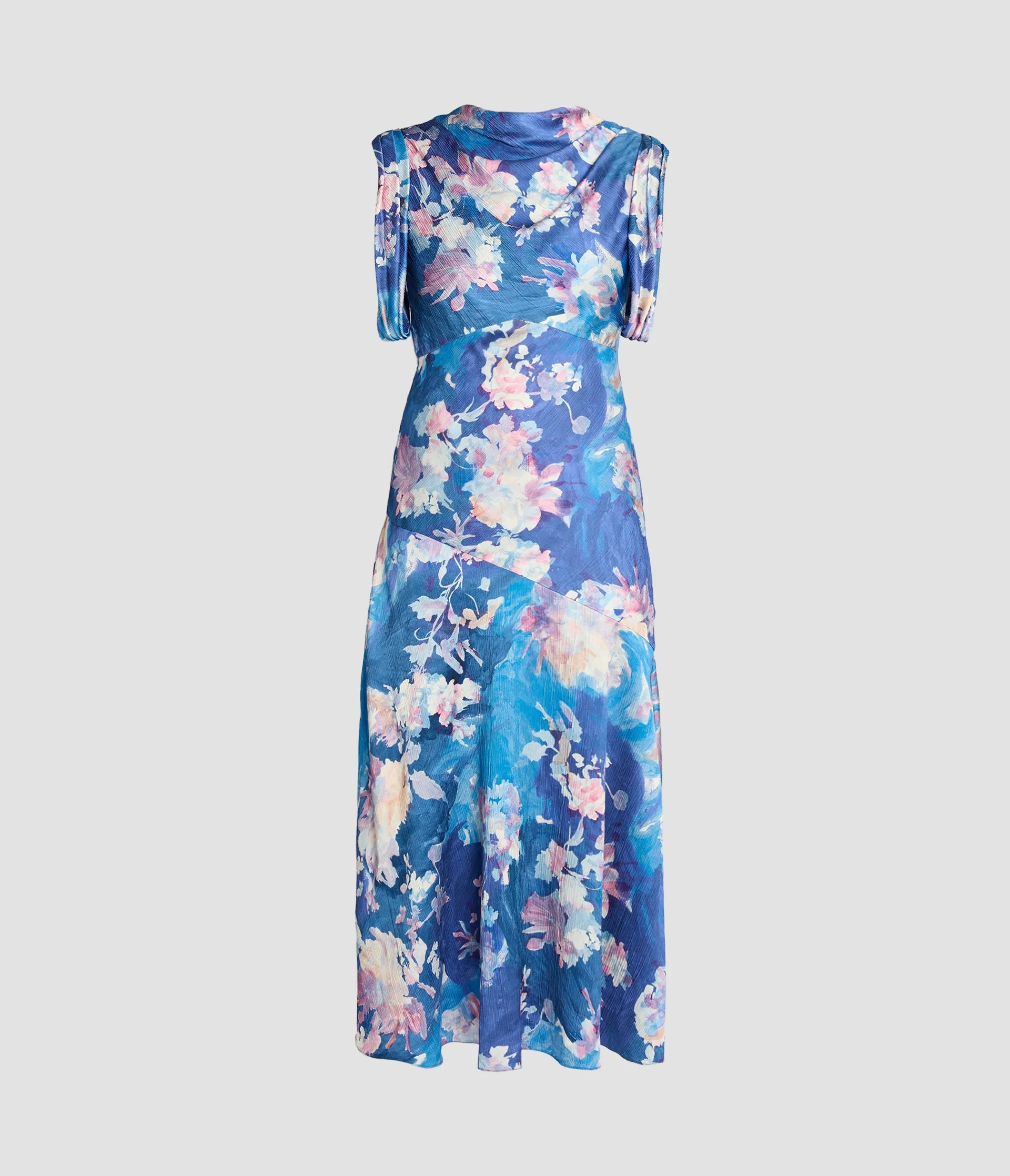 Floral Print Crinkle Satin Draped Midi Dress sold by ERDEM