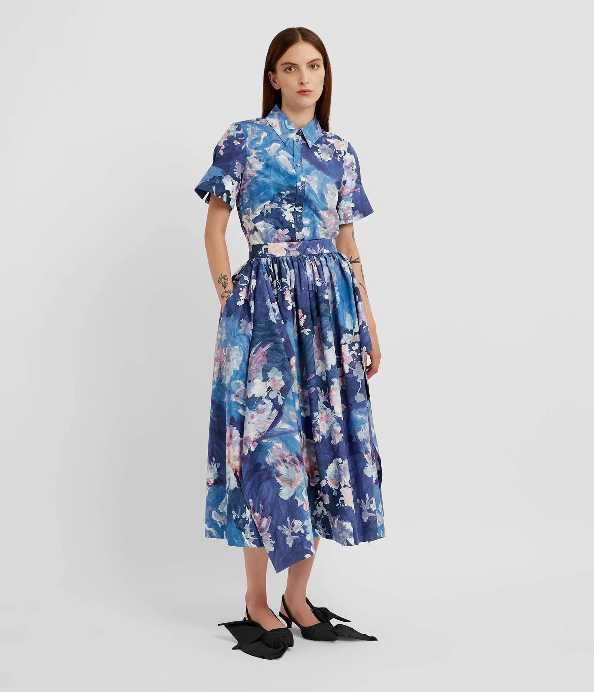 Floral Print Gathered Midi Skirt sold by ERDEM product image thumbnail 2