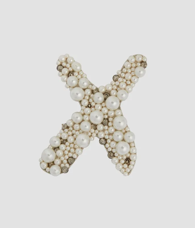 Pearl Alphabet Brooch X made by ERDEM