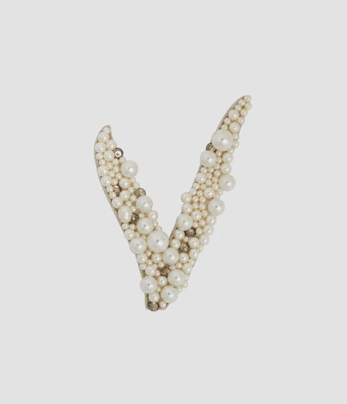 Pearl Alphabet Brooch V made by ERDEM