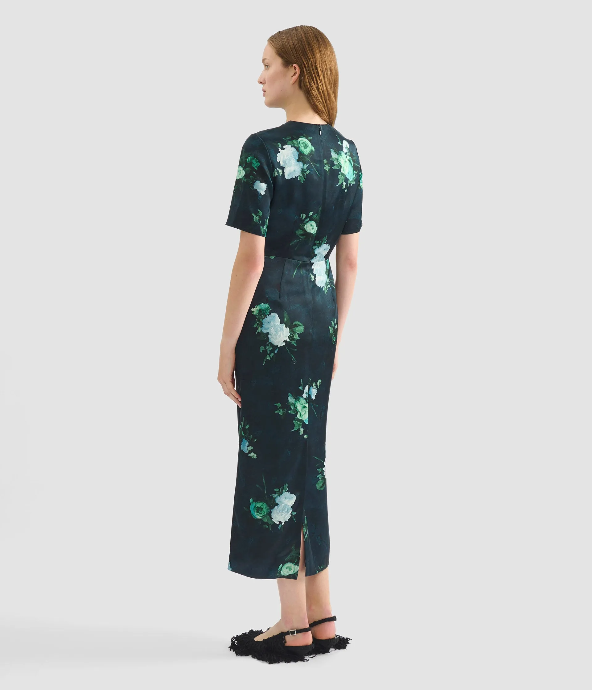 Floral Print Duchesse Satin Midi Dress sold by ERDEM product image thumbnail 3