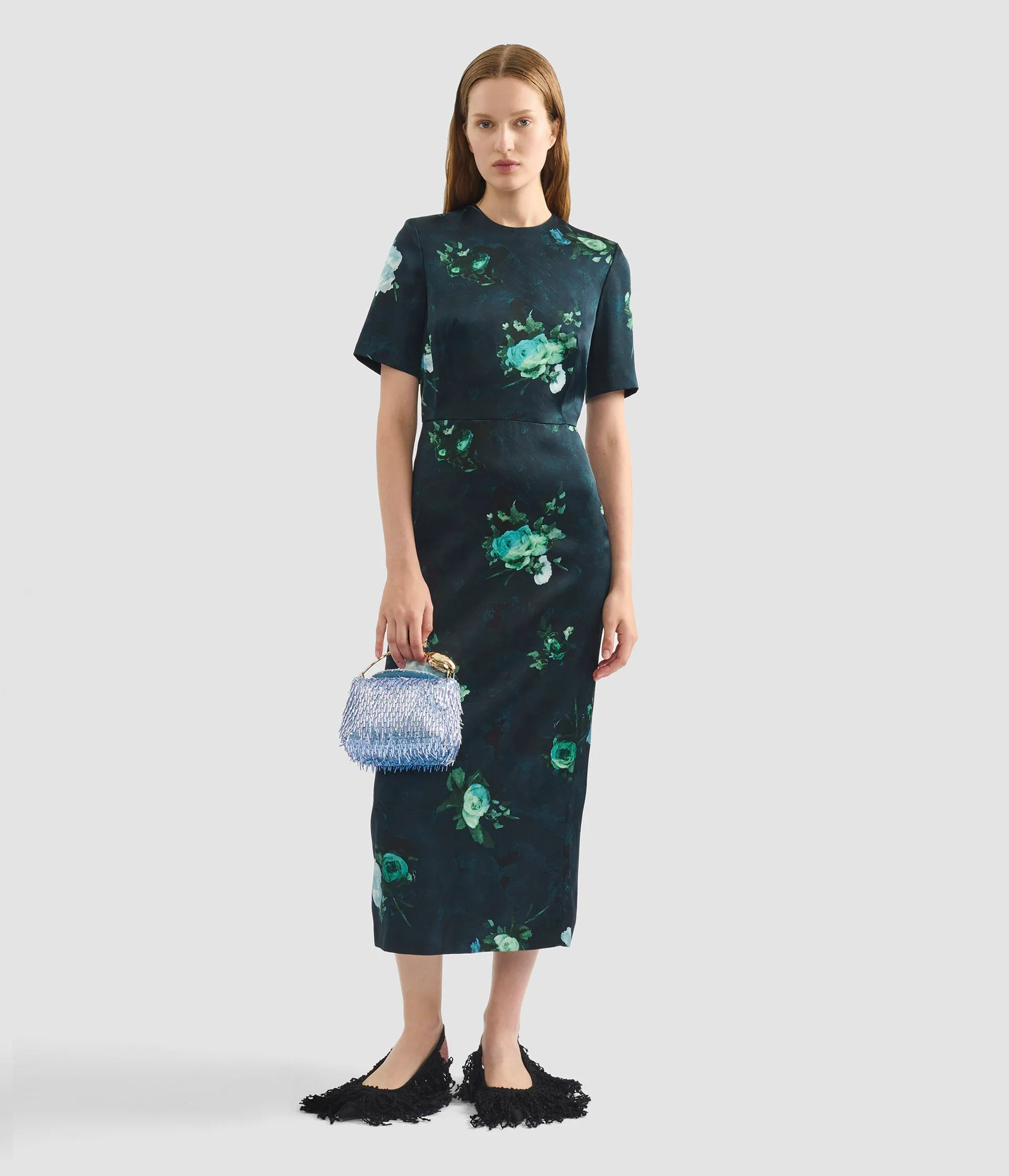 Floral Print Duchesse Satin Midi Dress sold by ERDEM product image thumbnail 2
