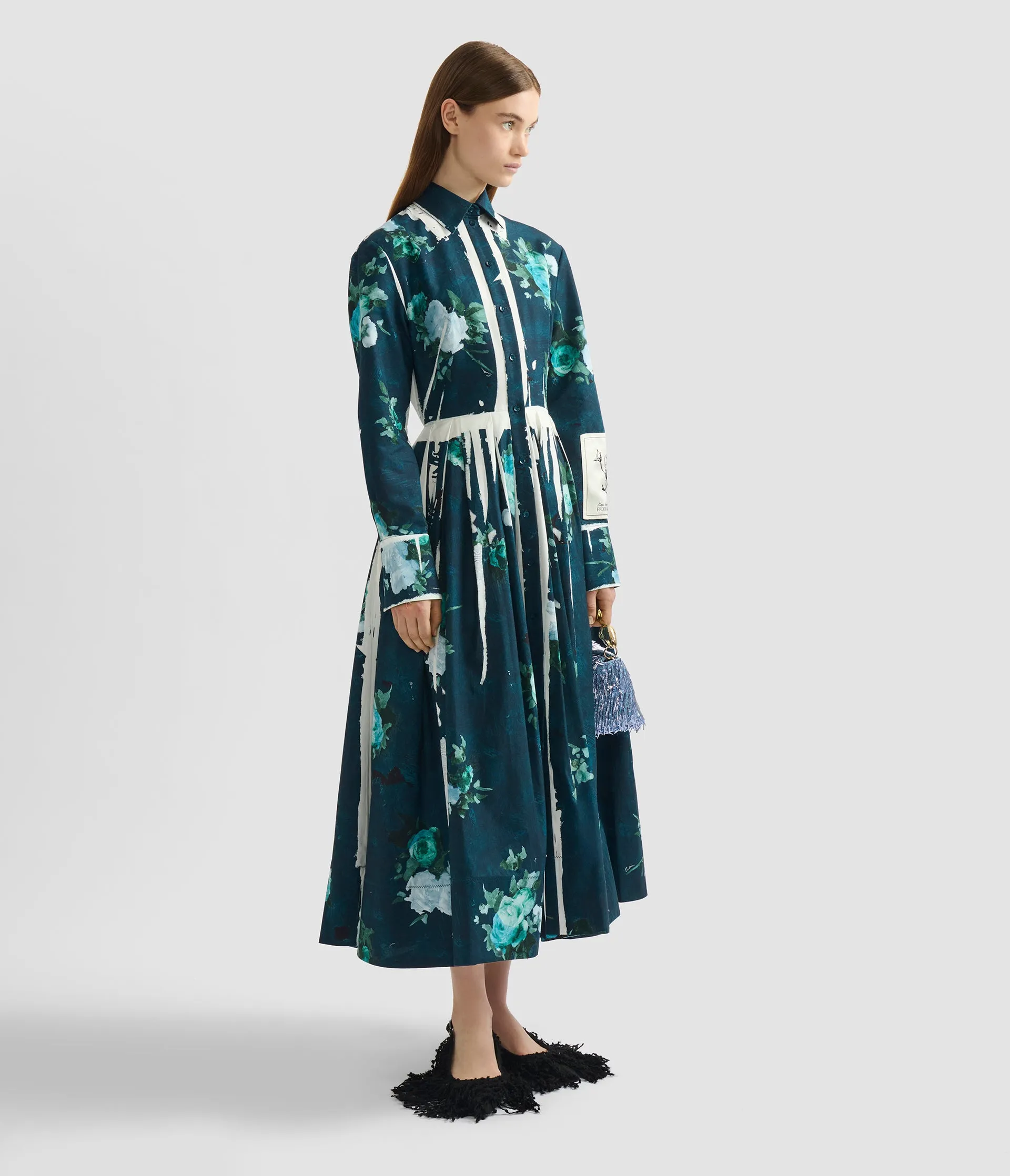 Floral Print Cotton Faille Shirt Dress sold by ERDEM product image thumbnail 2