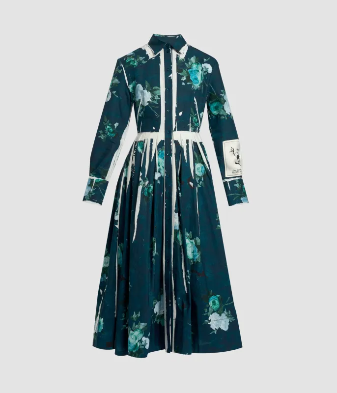 Floral Print Cotton Faille Shirt Dress sold by ERDEM