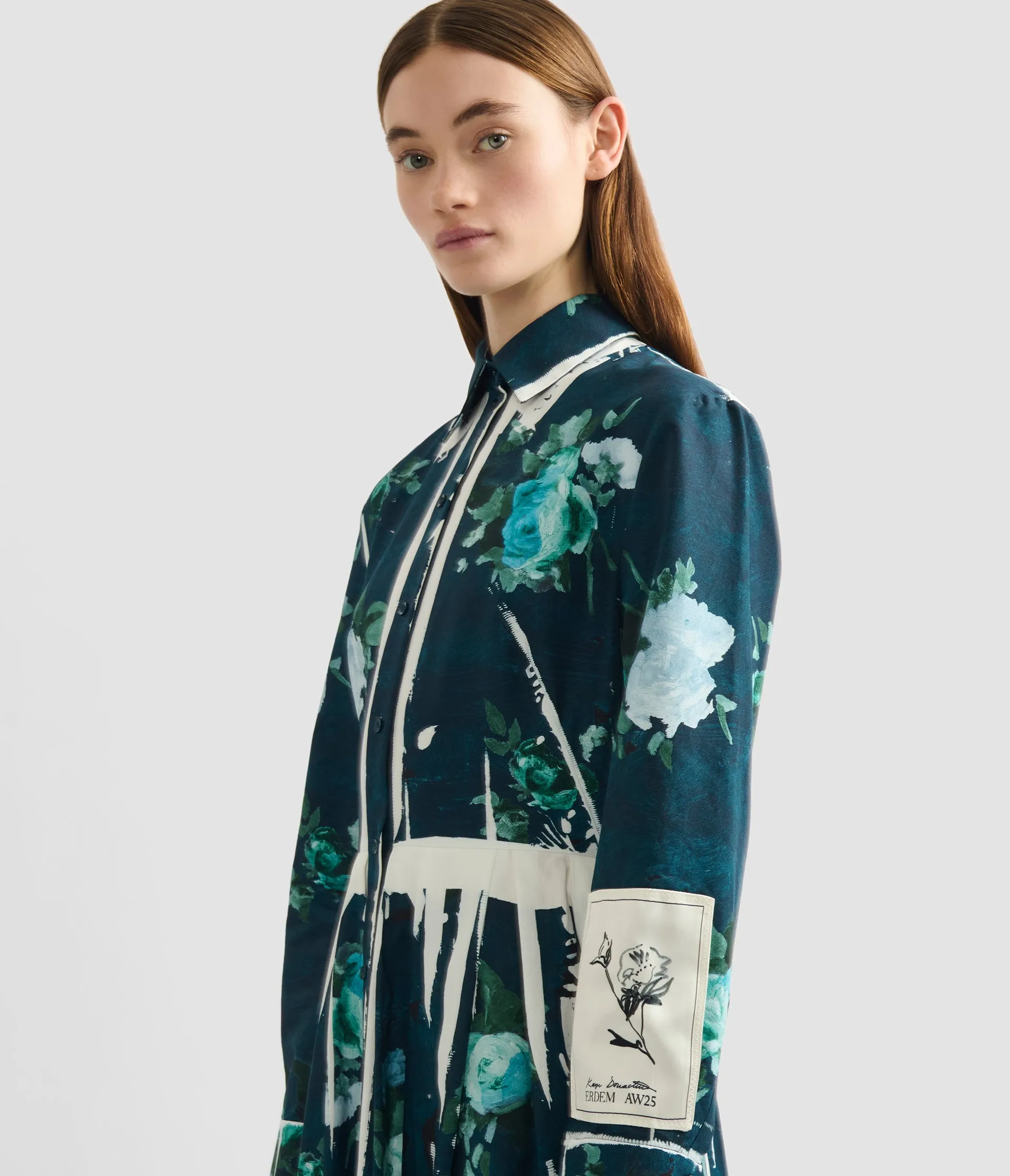 Floral Print Cotton Faille Shirt Dress sold by ERDEM product image thumbnail 5