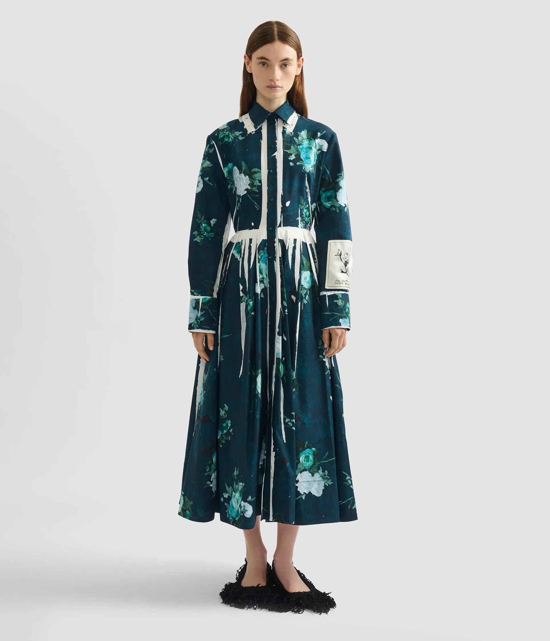 Floral Print Cotton Faille Shirt Dress sold by ERDEM product image thumbnail 4
