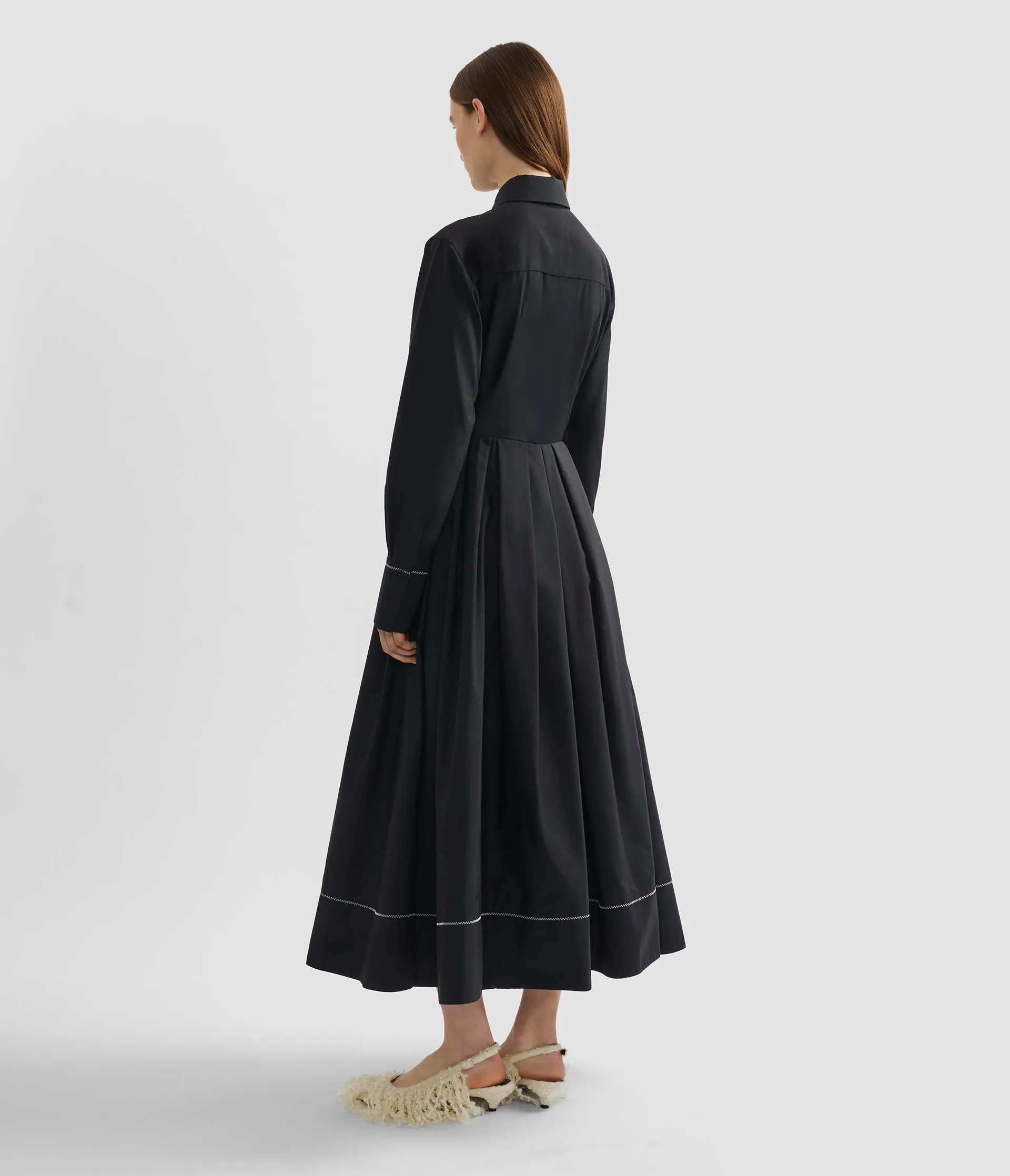 Embroidered Pleated Shirt Dress sold by ERDEM product image thumbnail 3