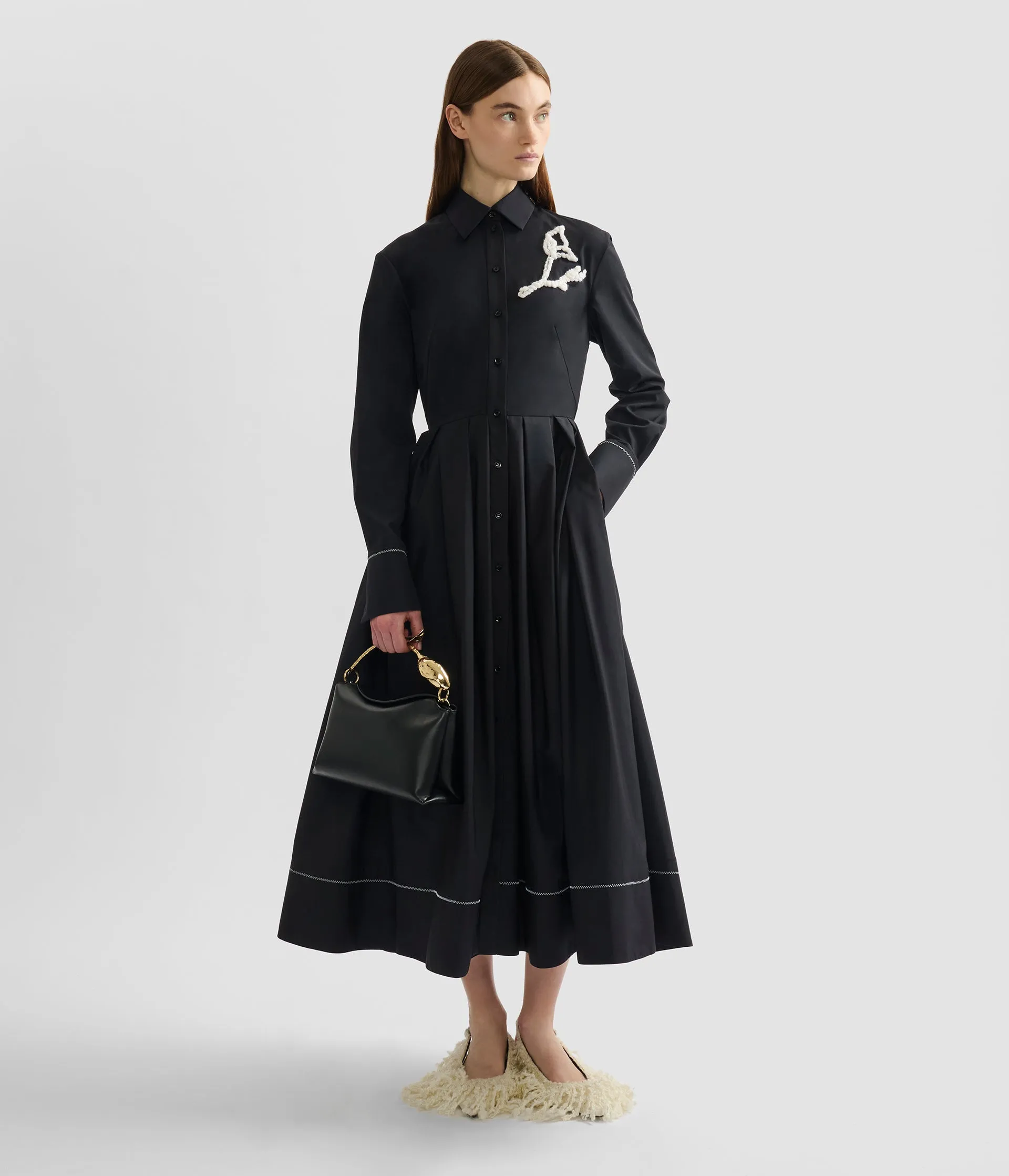 Embroidered Pleated Shirt Dress sold by ERDEM product image thumbnail 2