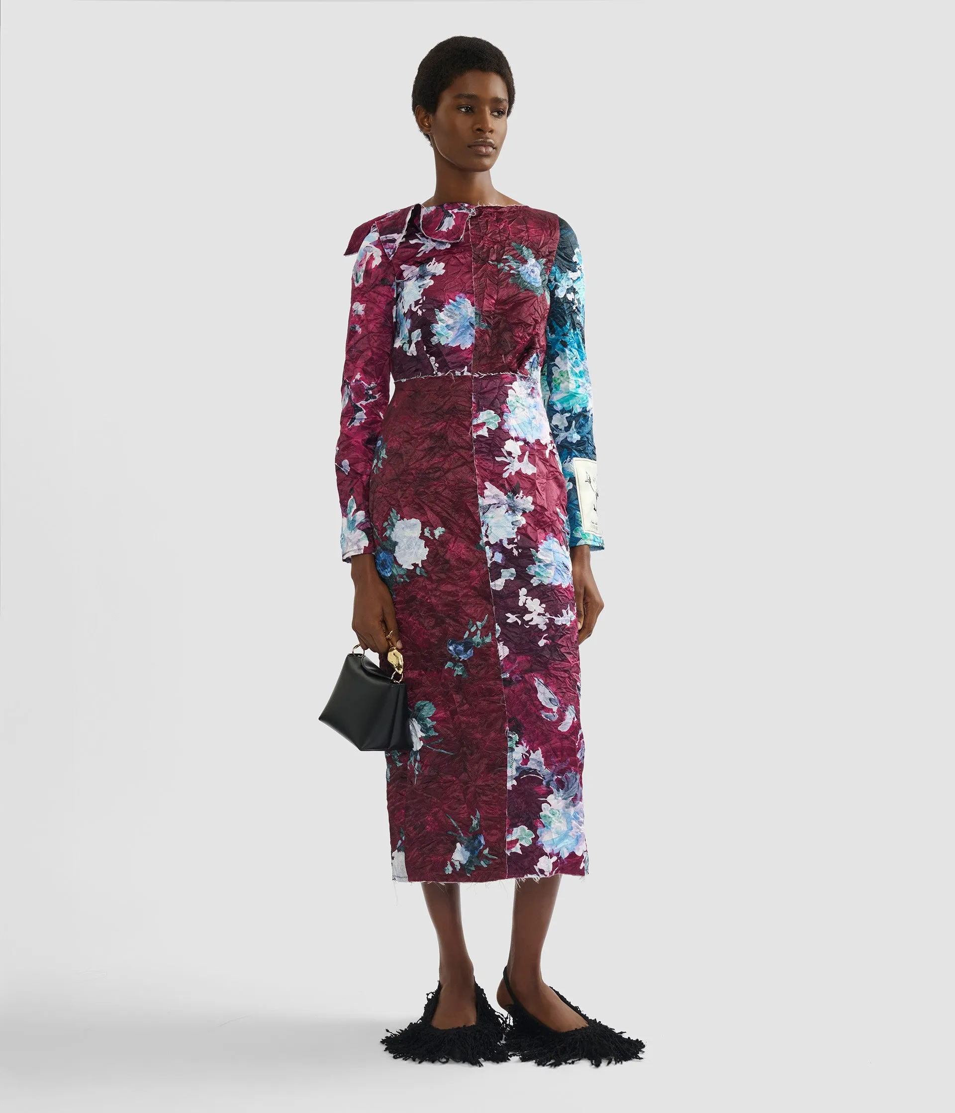 Floral Print Textured Satin Midi Dress sold by ERDEM product image thumbnail 2