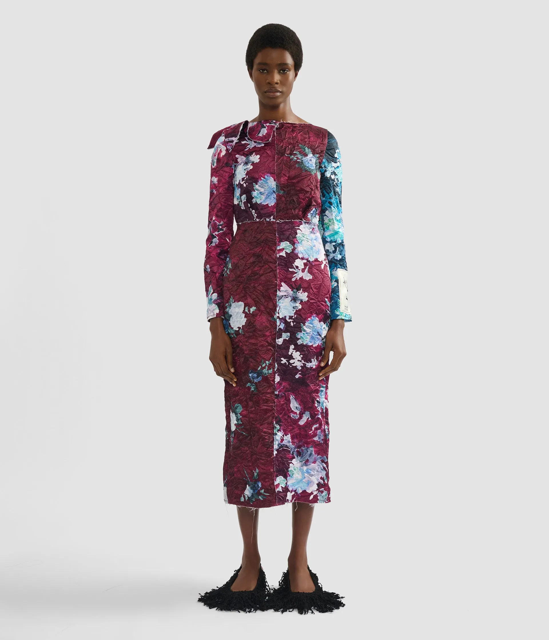 Floral Print Textured Satin Midi Dress sold by ERDEM product image thumbnail 3