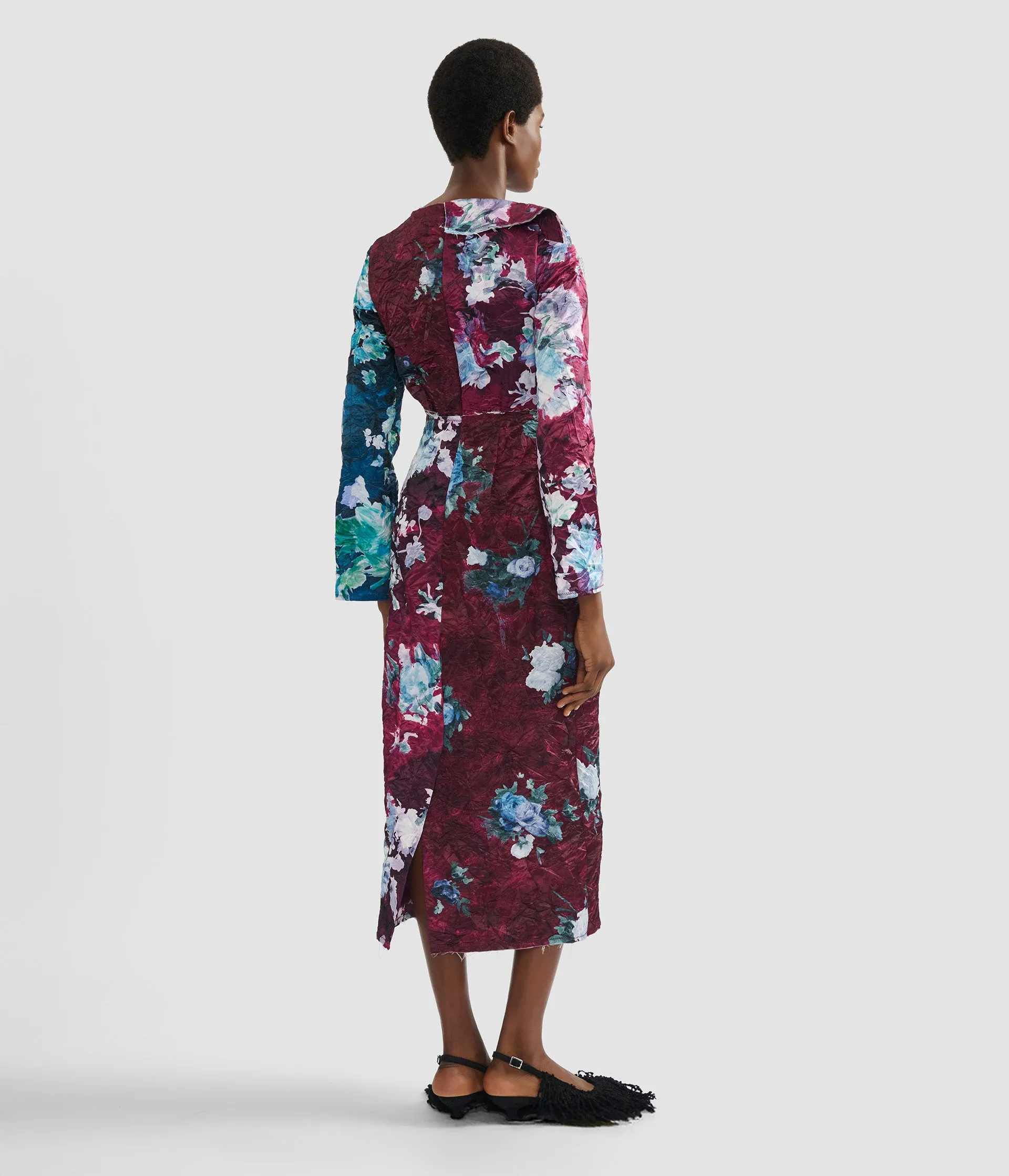 Floral Print Textured Satin Midi Dress sold by ERDEM product image thumbnail 4