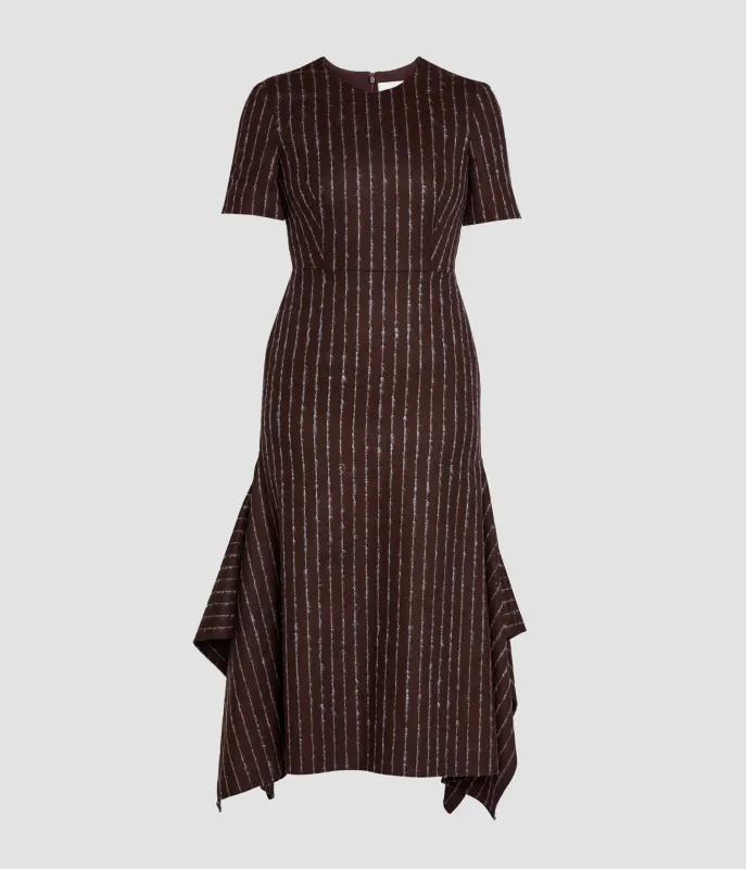 Pinstripe Draped Midi Dress sold by ERDEM