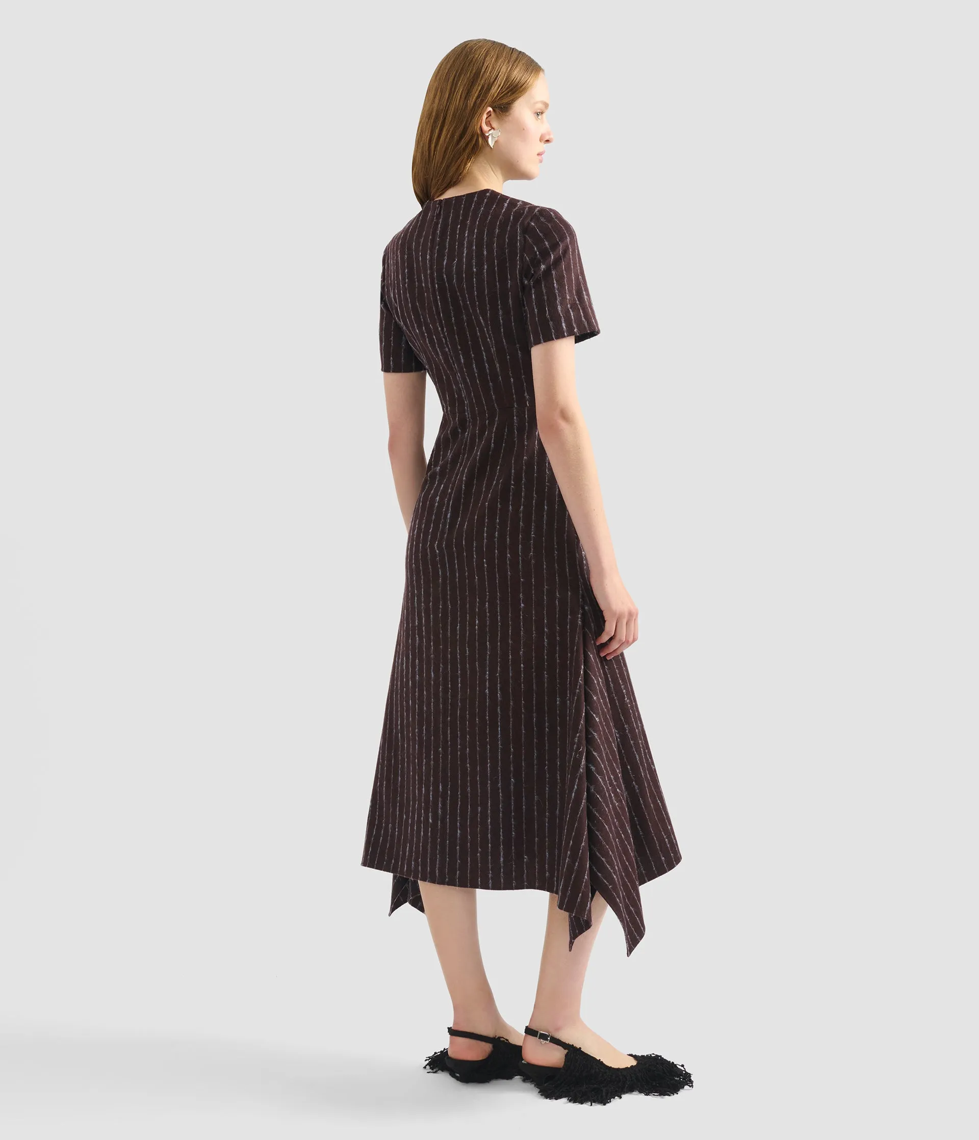 Pinstripe Draped Midi Dress sold by ERDEM product image thumbnail 3