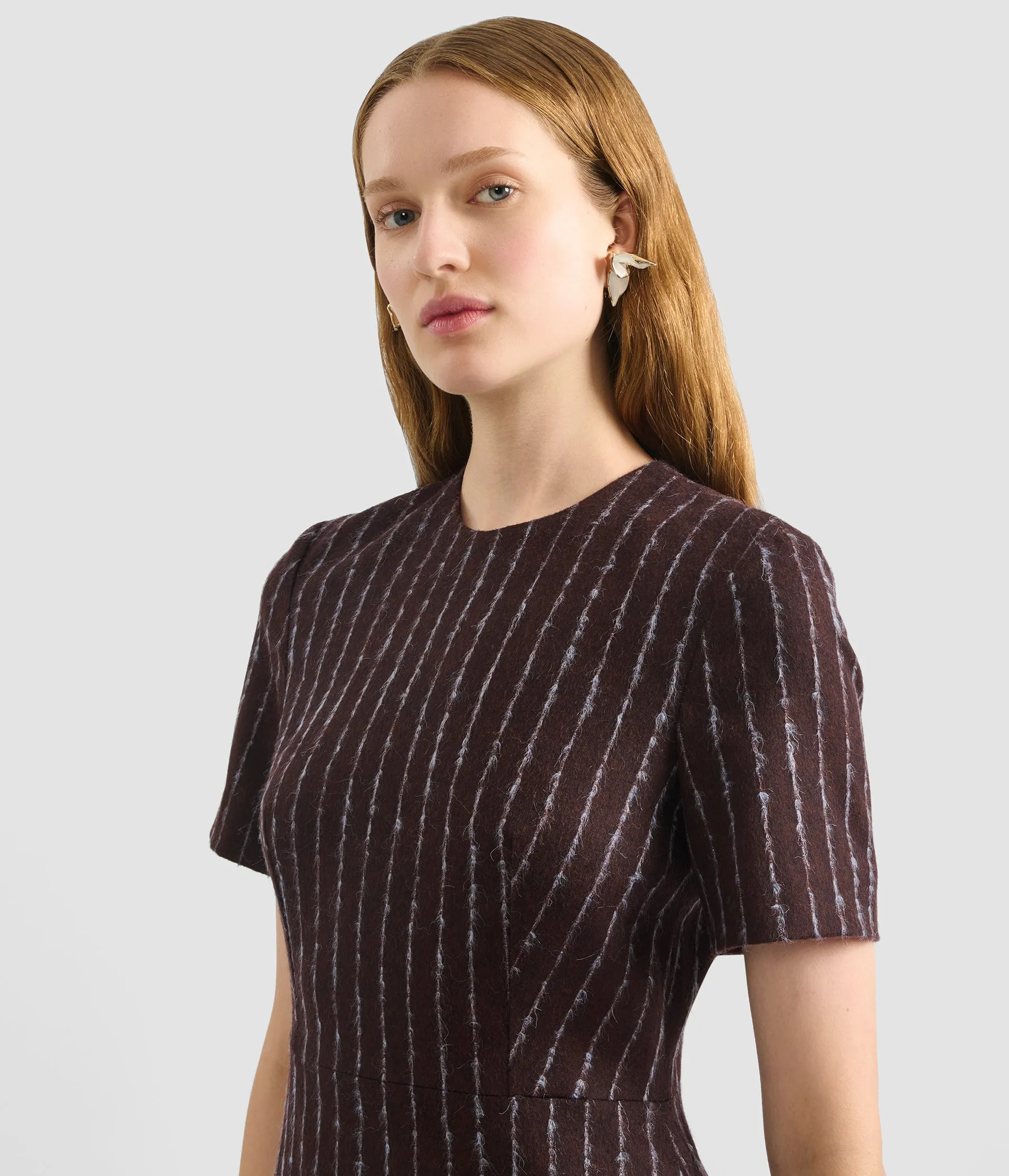 Pinstripe Draped Midi Dress sold by ERDEM product image thumbnail 4