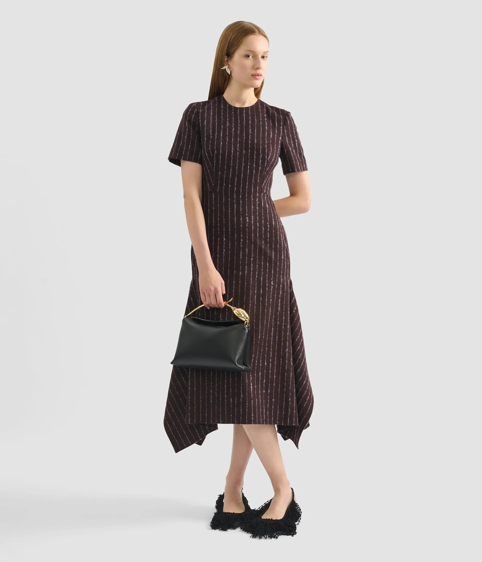 Pinstripe Draped Midi Dress sold by ERDEM product image thumbnail 2