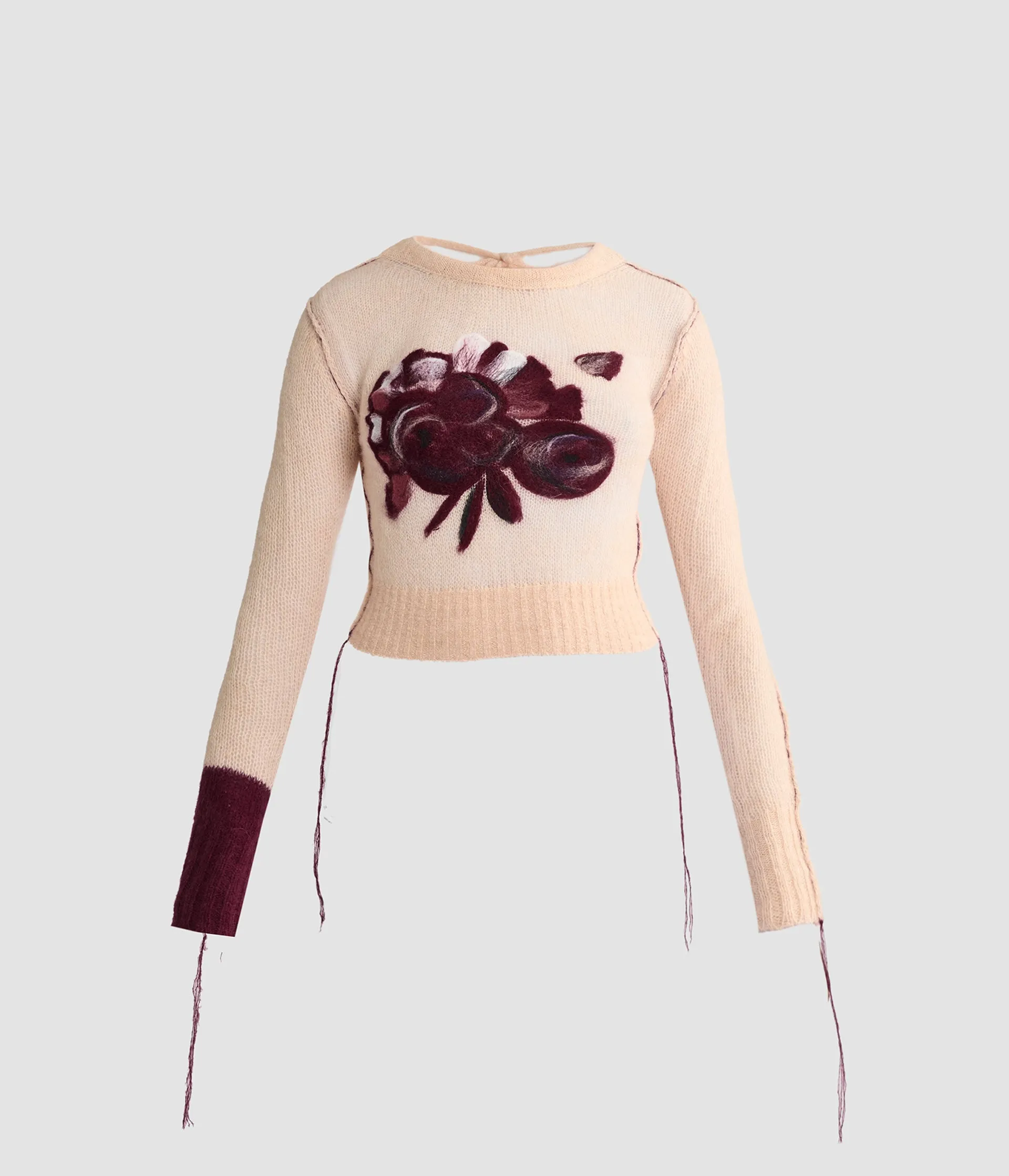 Floral Detail Open Stitch Cropped Jumper sold by ERDEM