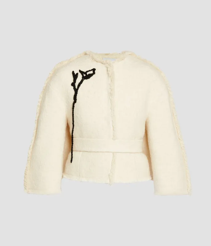 Embroidered Bouclé Cropped Jacket sold by ERDEM
