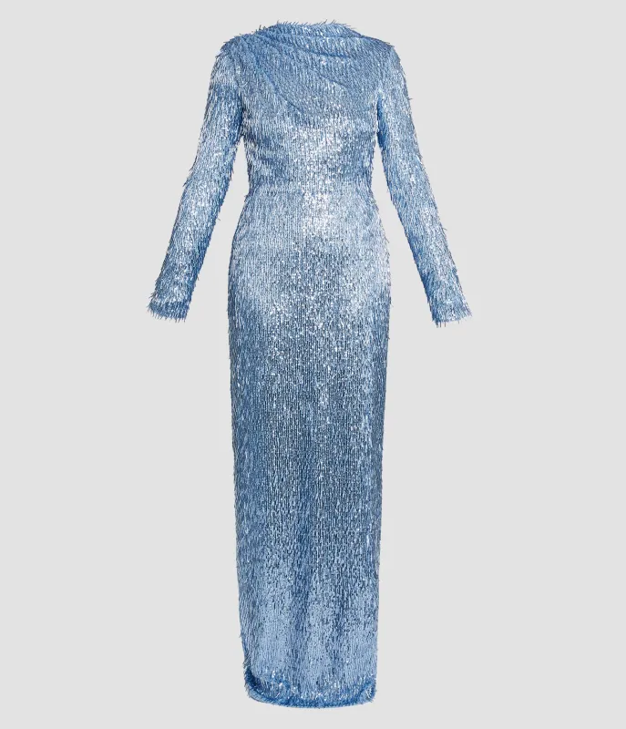 Bugle Sequin Long Sleeve Gown sold by ERDEM