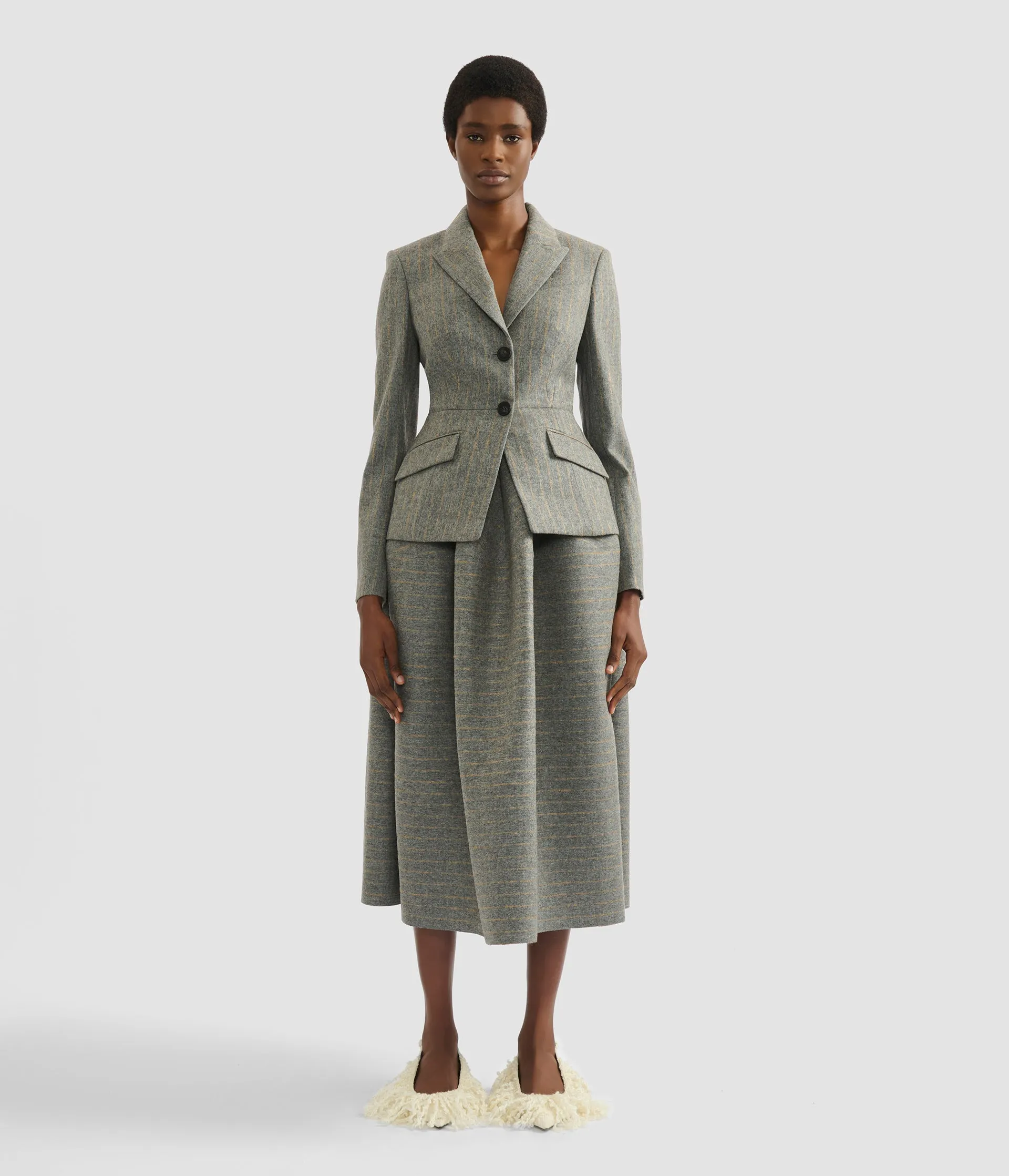 Pinstripe Full Midi Skirt sold by ERDEM product image thumbnail 4