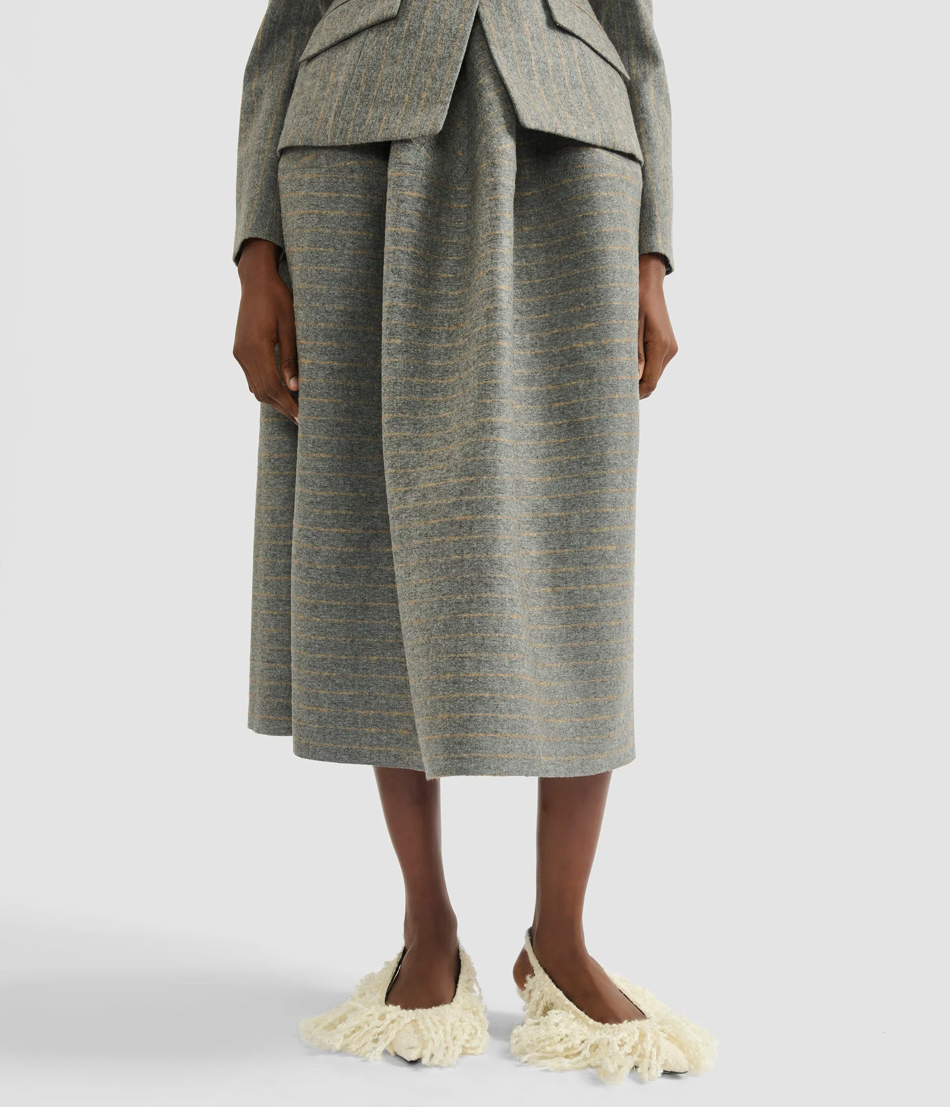 Pinstripe Full Midi Skirt sold by ERDEM product image thumbnail 5