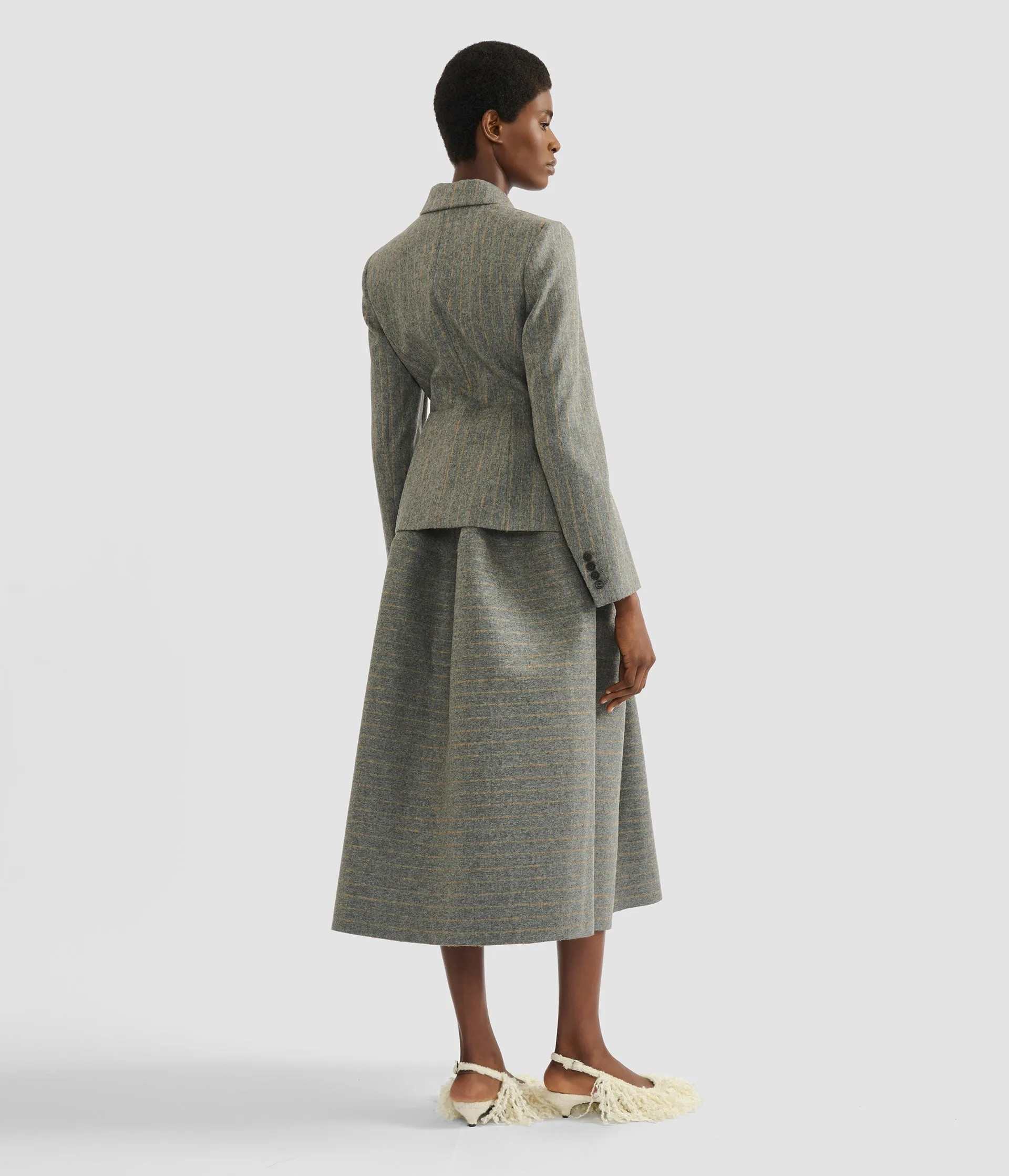 Pinstripe Full Midi Skirt sold by ERDEM product image thumbnail 3