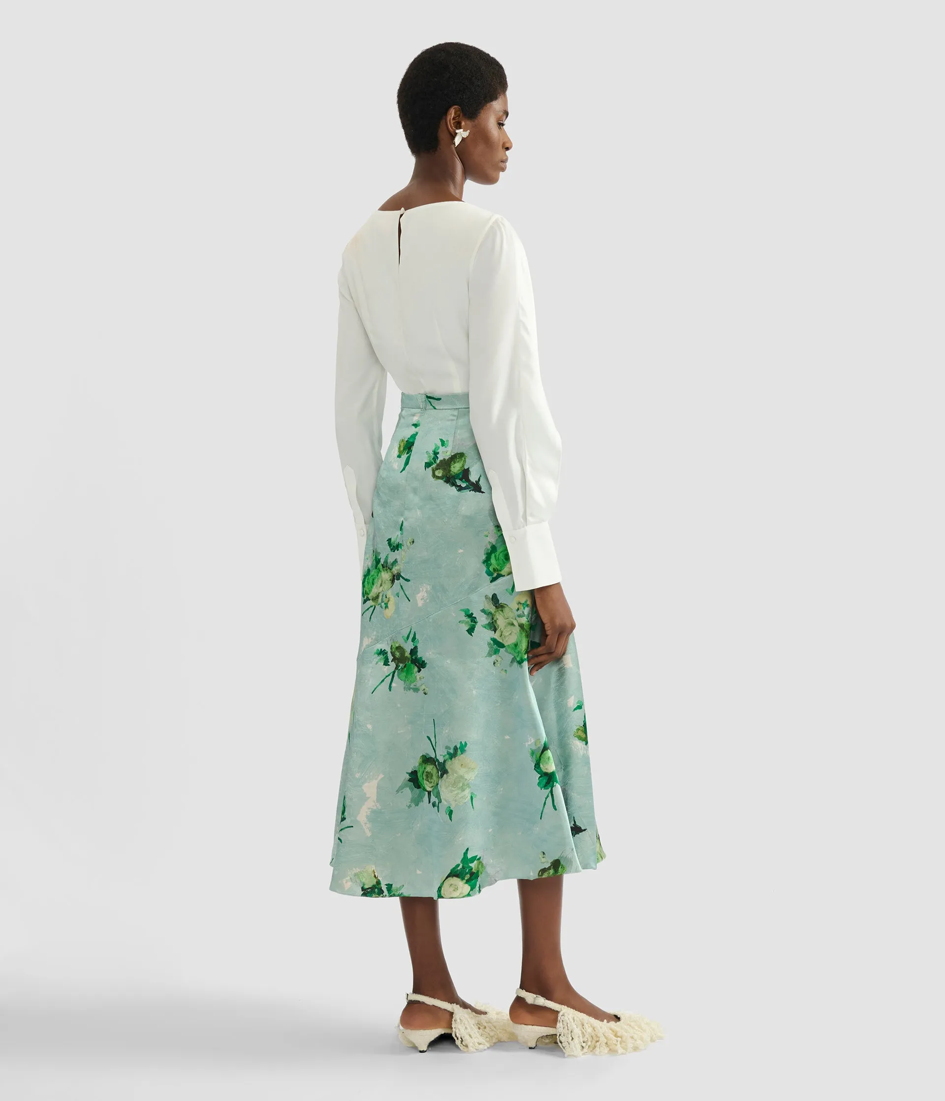 Floral Print Crushed Satin A Line Skirt sold by ERDEM product image thumbnail 3