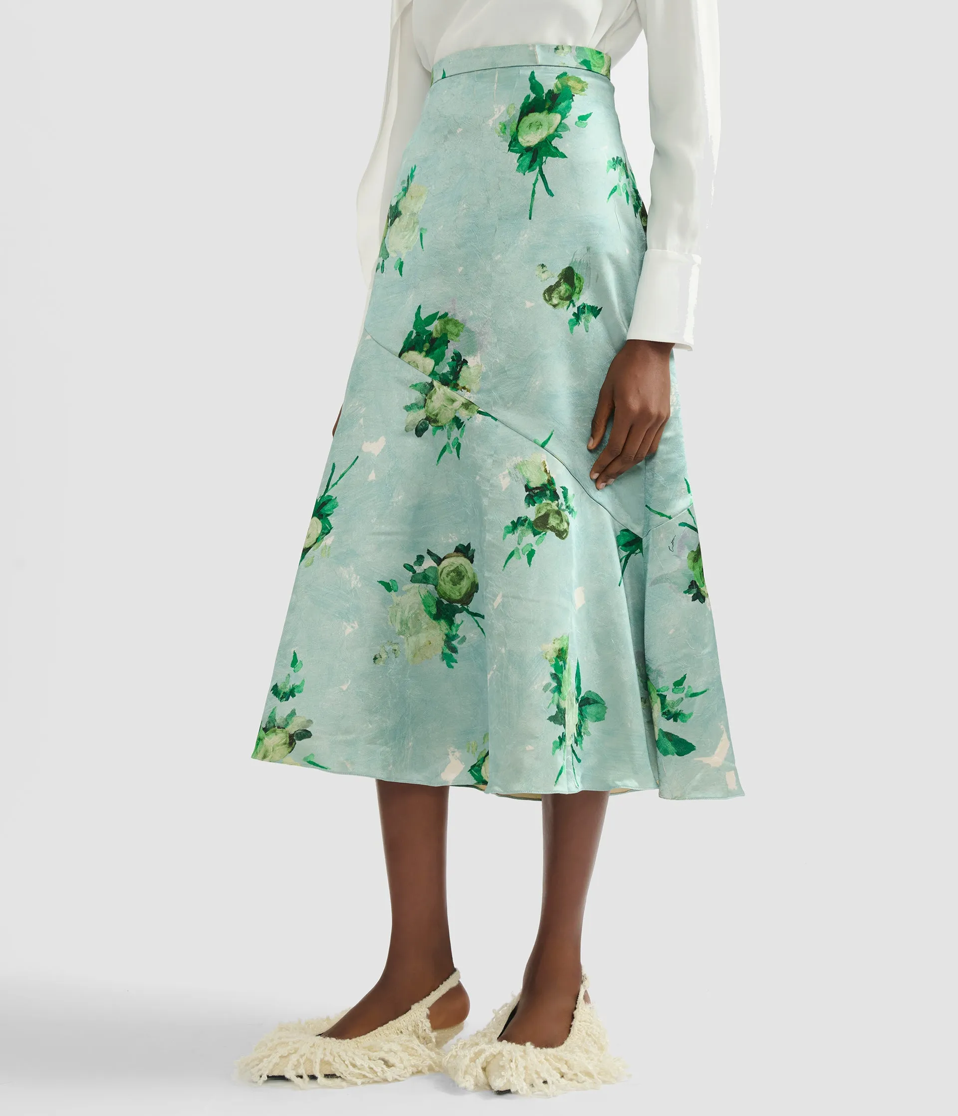 Floral Print Crushed Satin A Line Skirt sold by ERDEM product image thumbnail 5