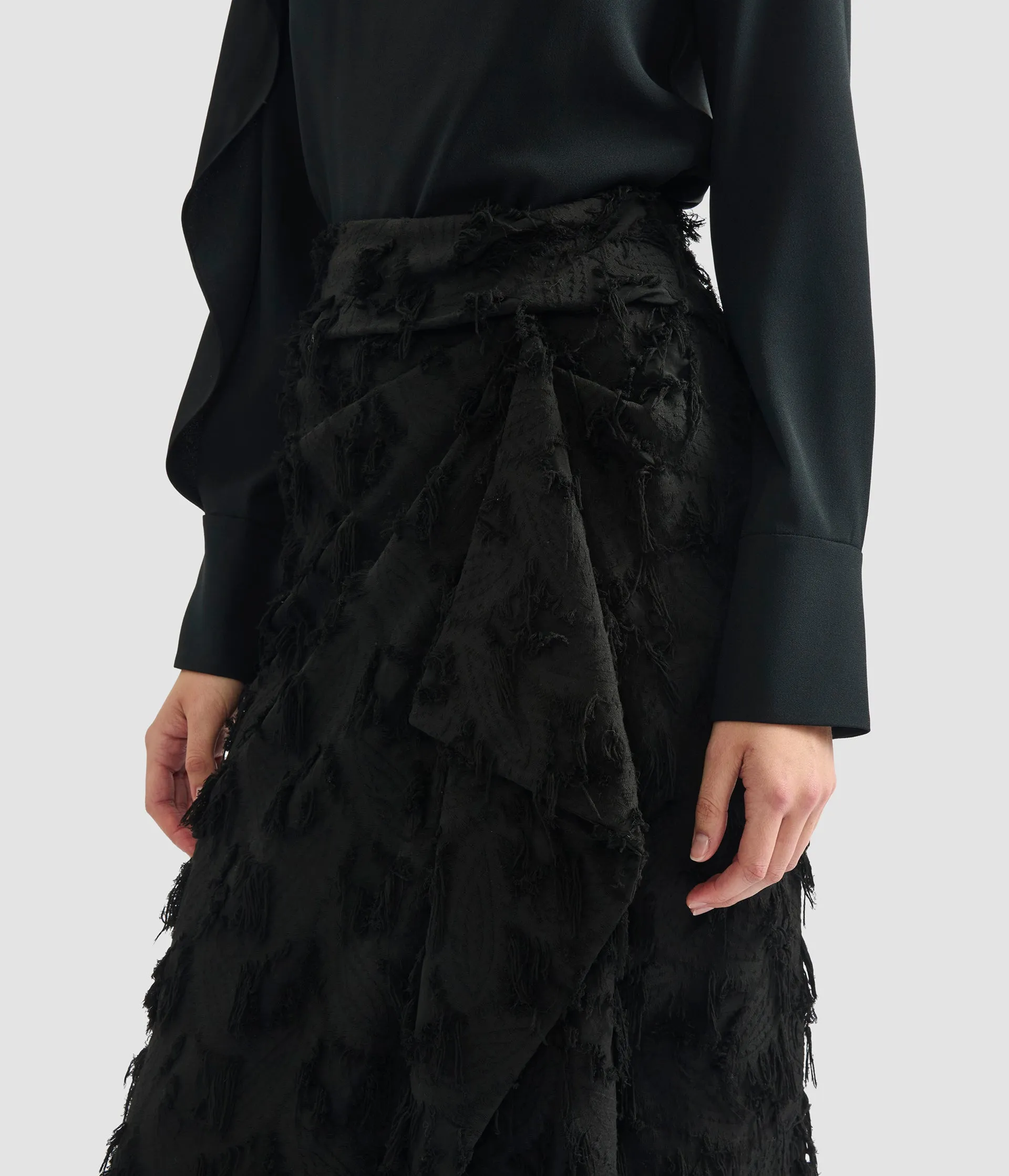 Fil Coupé Jacquard Draped Midi Skirt sold by ERDEM product image thumbnail 5