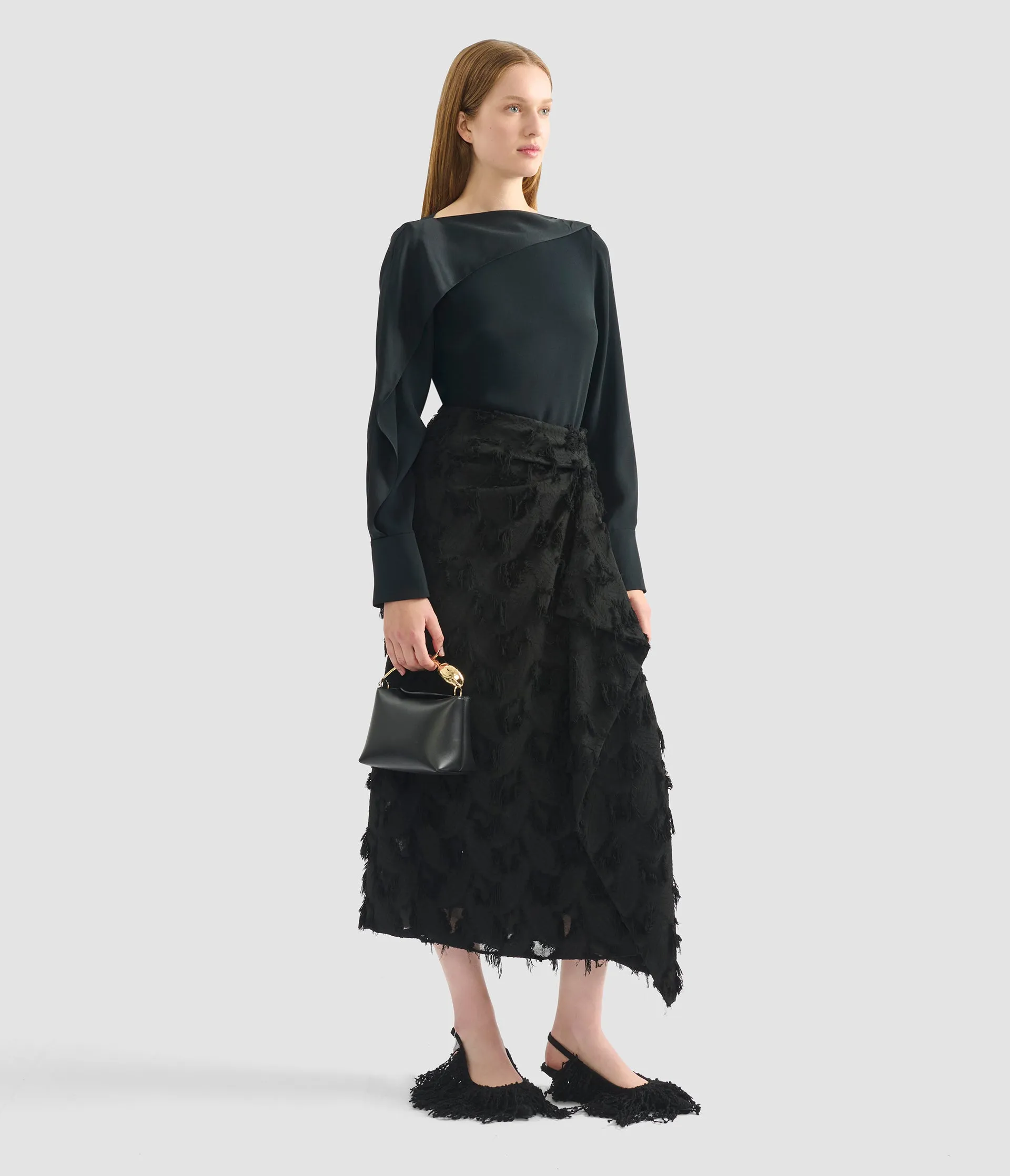 Fil Coupé Jacquard Draped Midi Skirt sold by ERDEM product image thumbnail 2