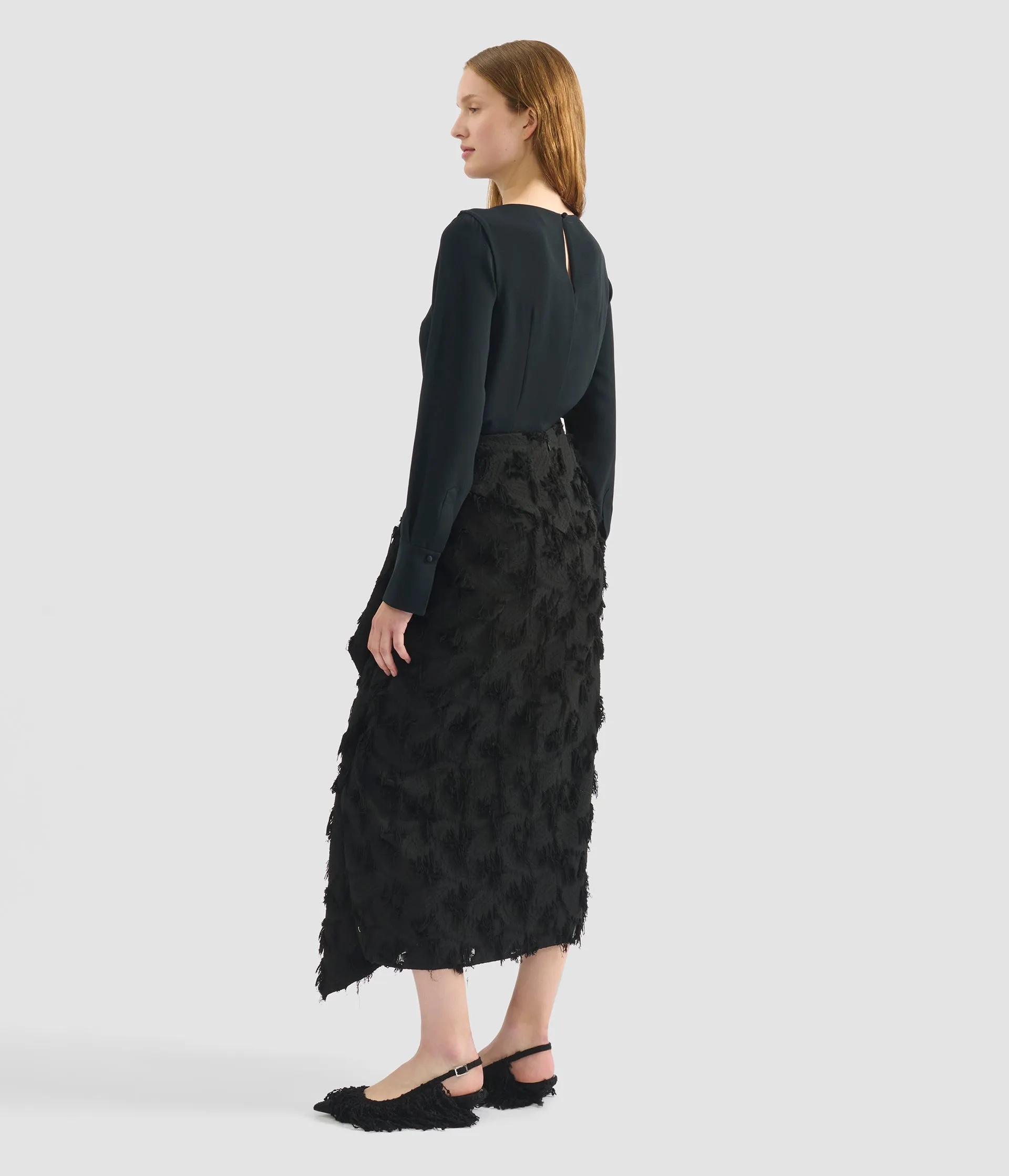 Fil Coupé Jacquard Draped Midi Skirt sold by ERDEM product image thumbnail 3