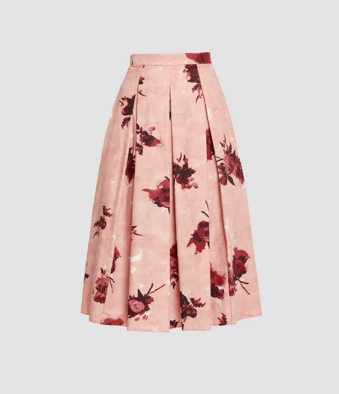 Floral Print Pleated Midi Skirt sold by ERDEM